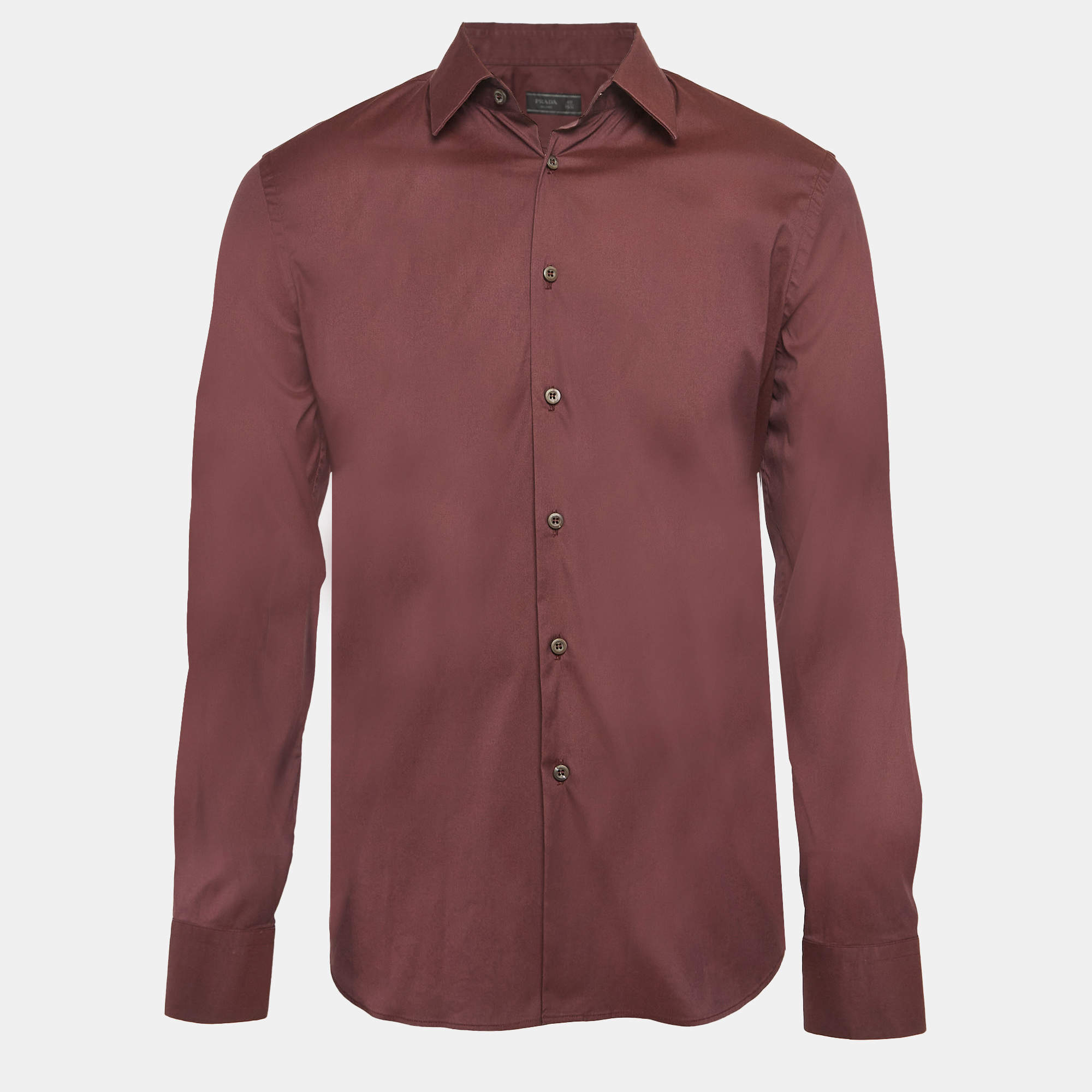 Prada Burgundy Cotton Button Front Shirt L