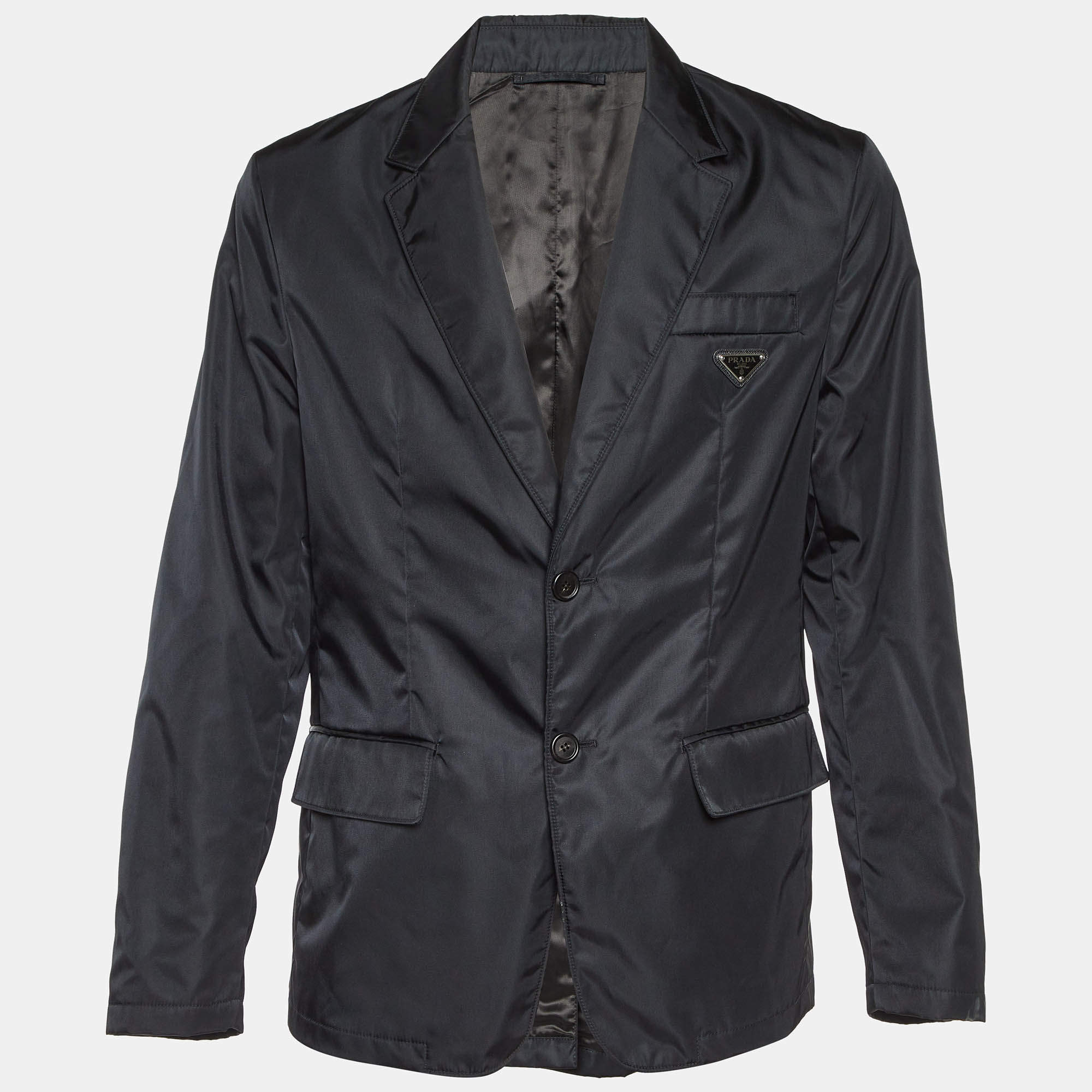 Prada Black Re-Nylon Single Breasted Blazer XL