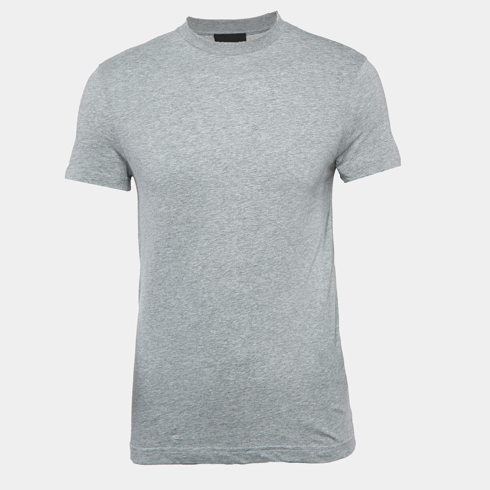 Prada Grey Cotton Crew Neck T-Shirt XS