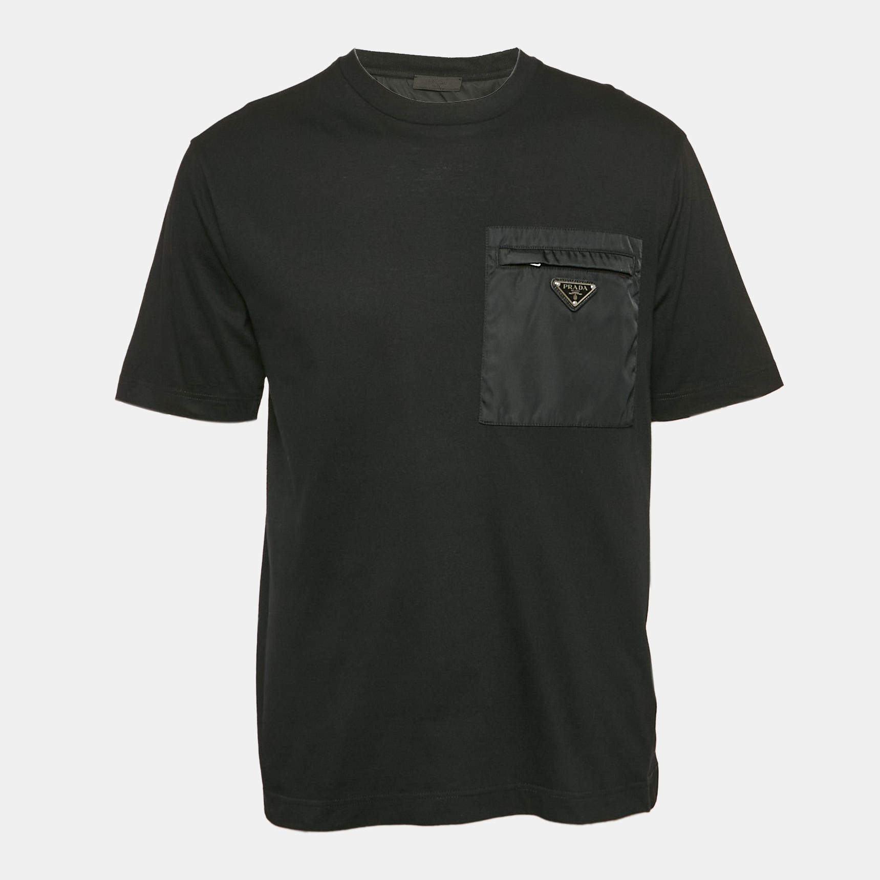 Prada Black Jersey and Re-Nylon Pocket Detail T-Shirt L