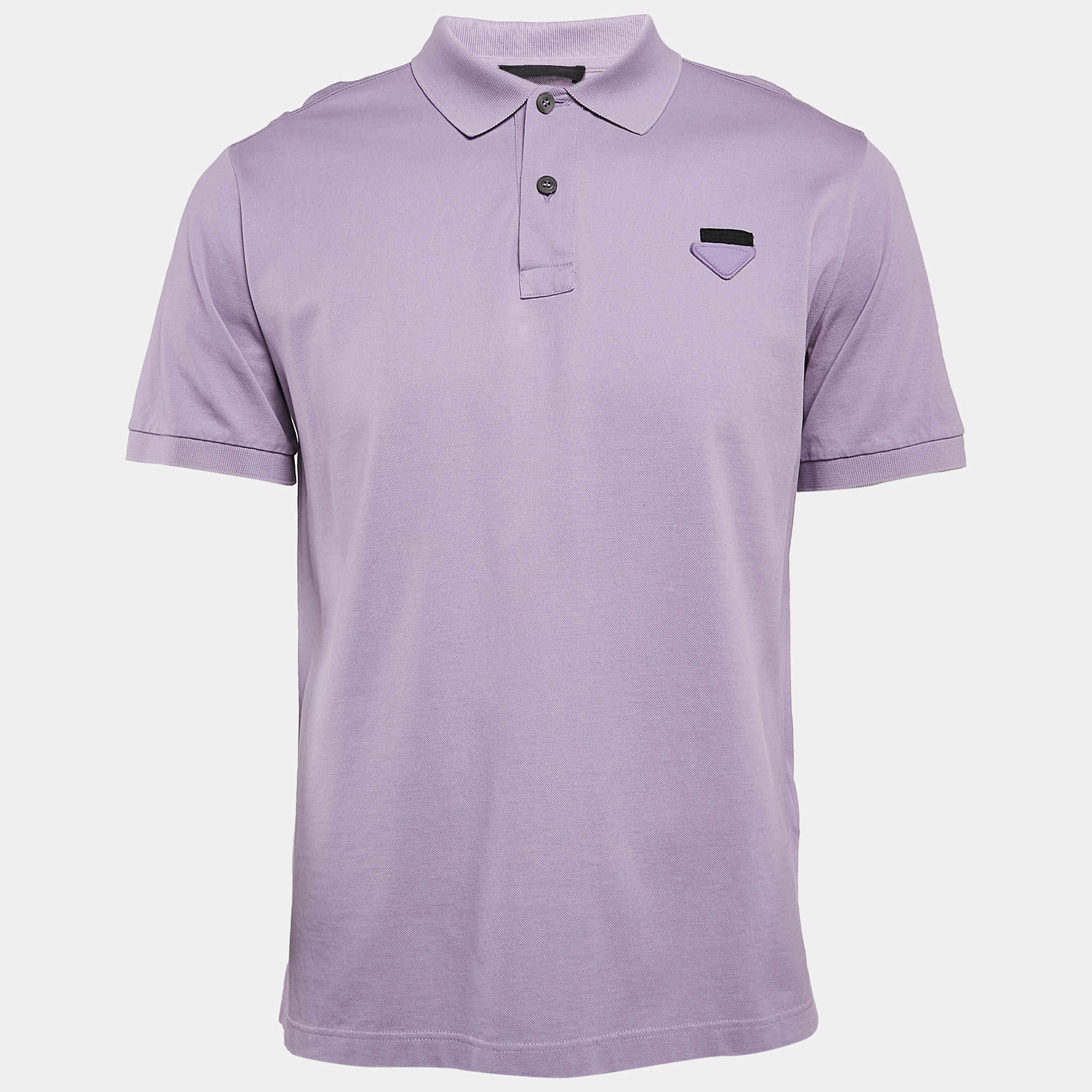 Pre Owned Prada Purple Cotton Pique Polo T-Shirt L