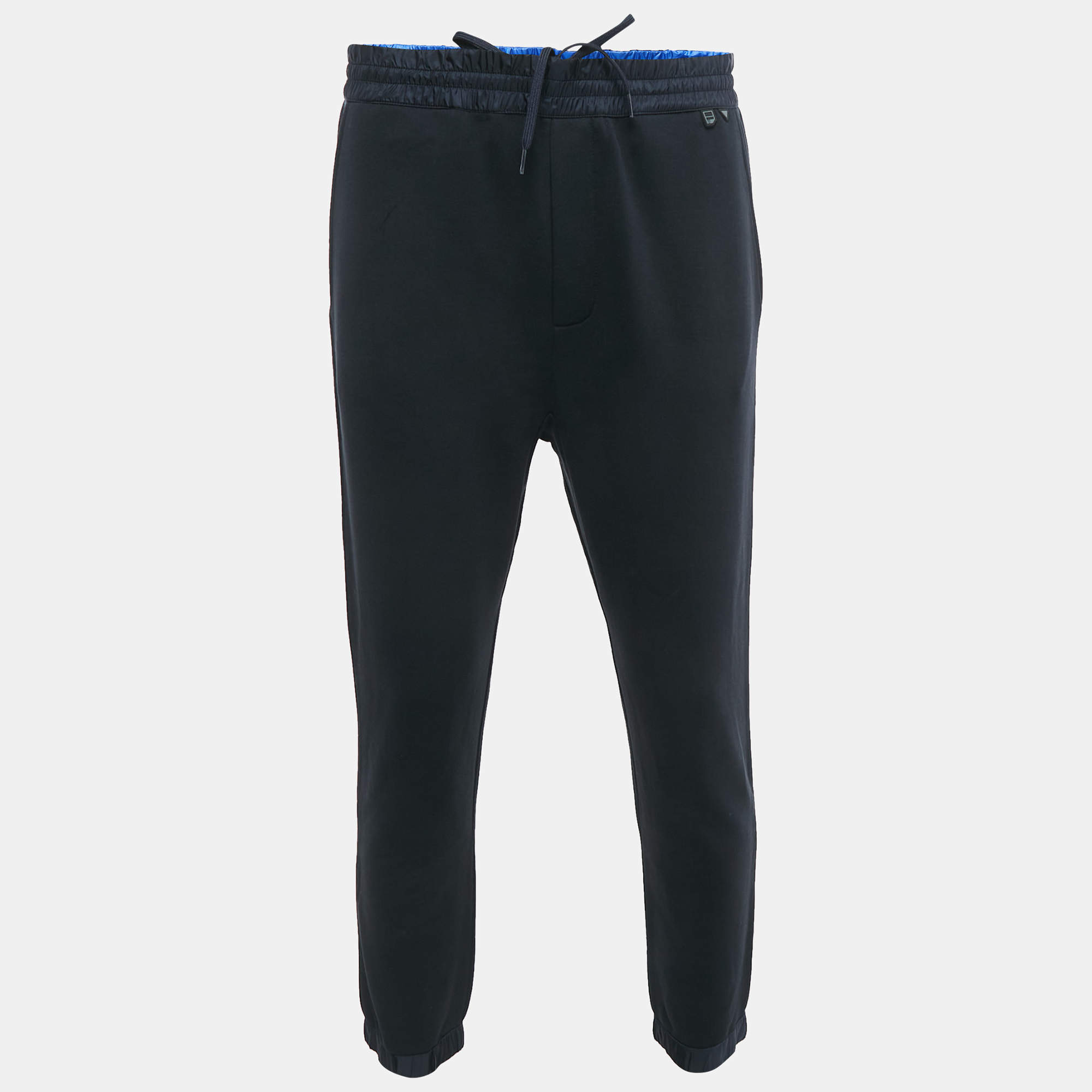 Prada Navy Blue Cotton Zip Detail Jogger Pants L
