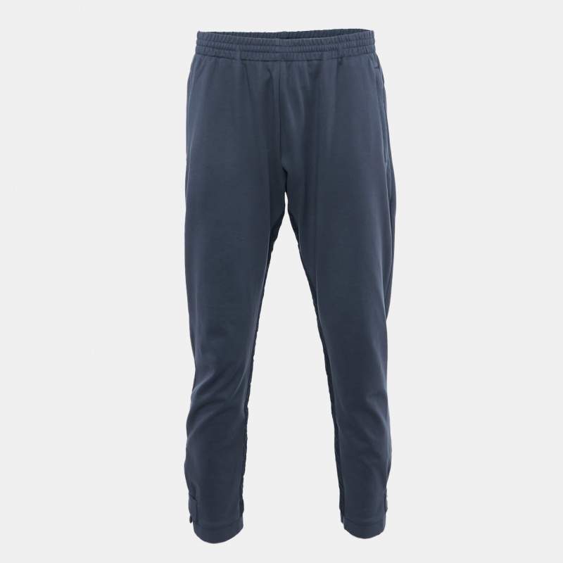 Prada Navy Blue Knit Side Trimmed Joggers L
