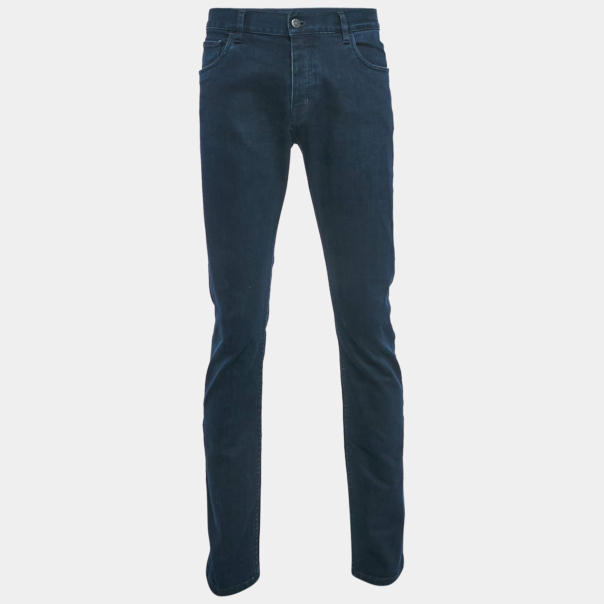 Prada Navy Blue Denim Regular Fit Jeans L Waist 34"
