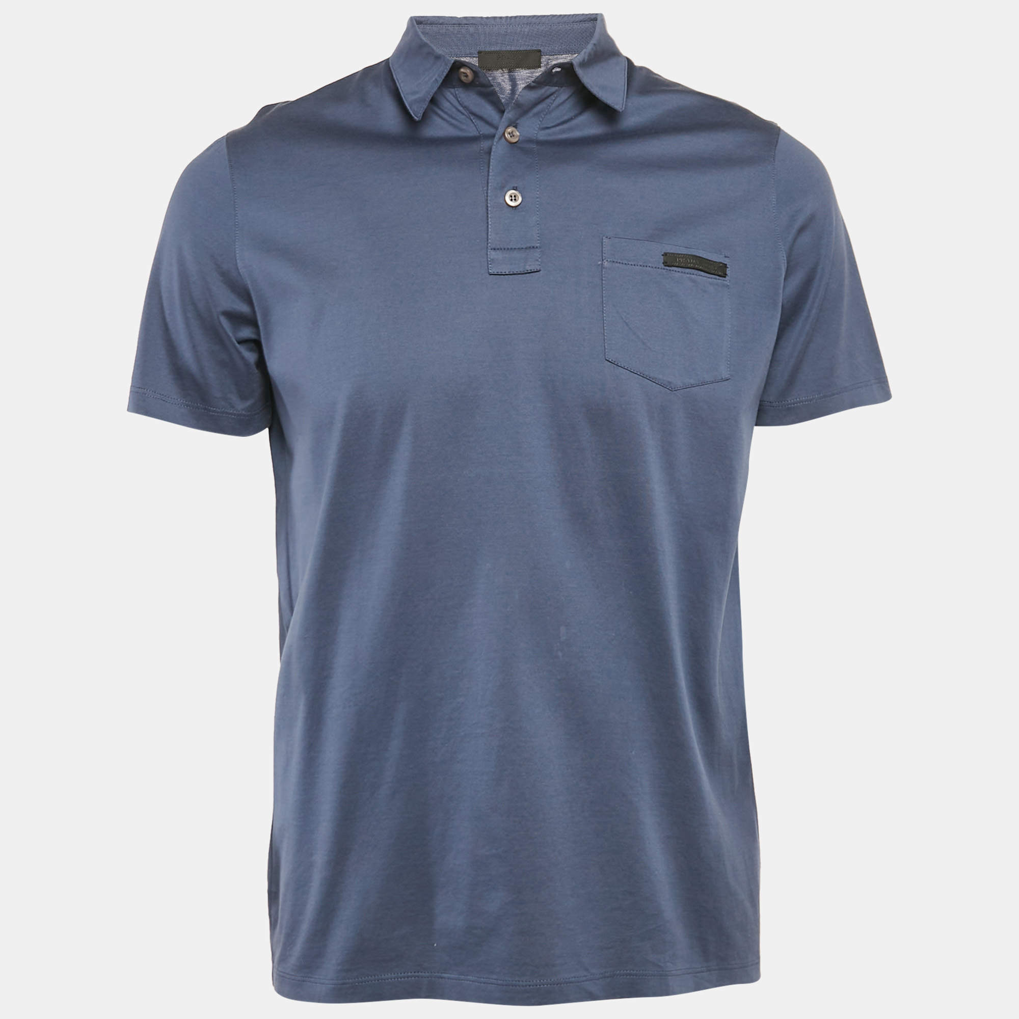 Prada Blue Cotton Jersey Polo T-Shirt M