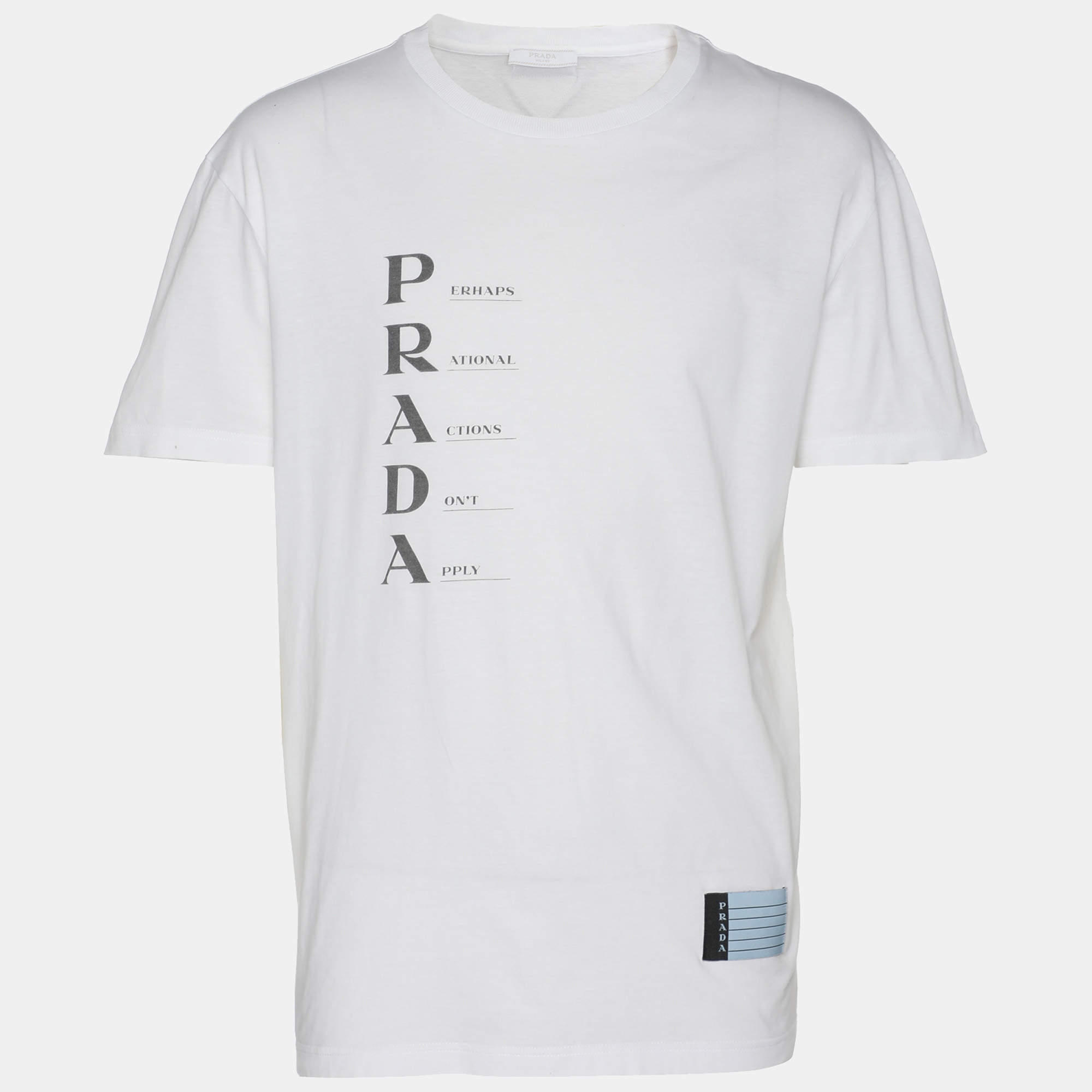 Prada White Cotton Prada Acronym T-shirt XXL