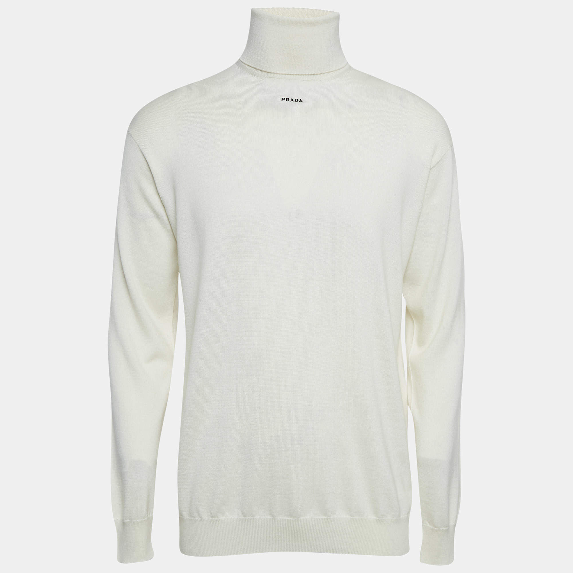 Prada Off-White Cashmere Turtle Neck Long Sleeve Sweater S