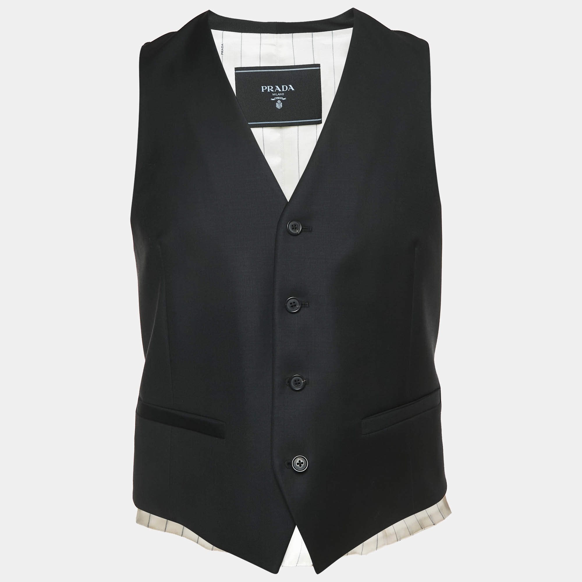 Prada Black Wool and Satin Vest M