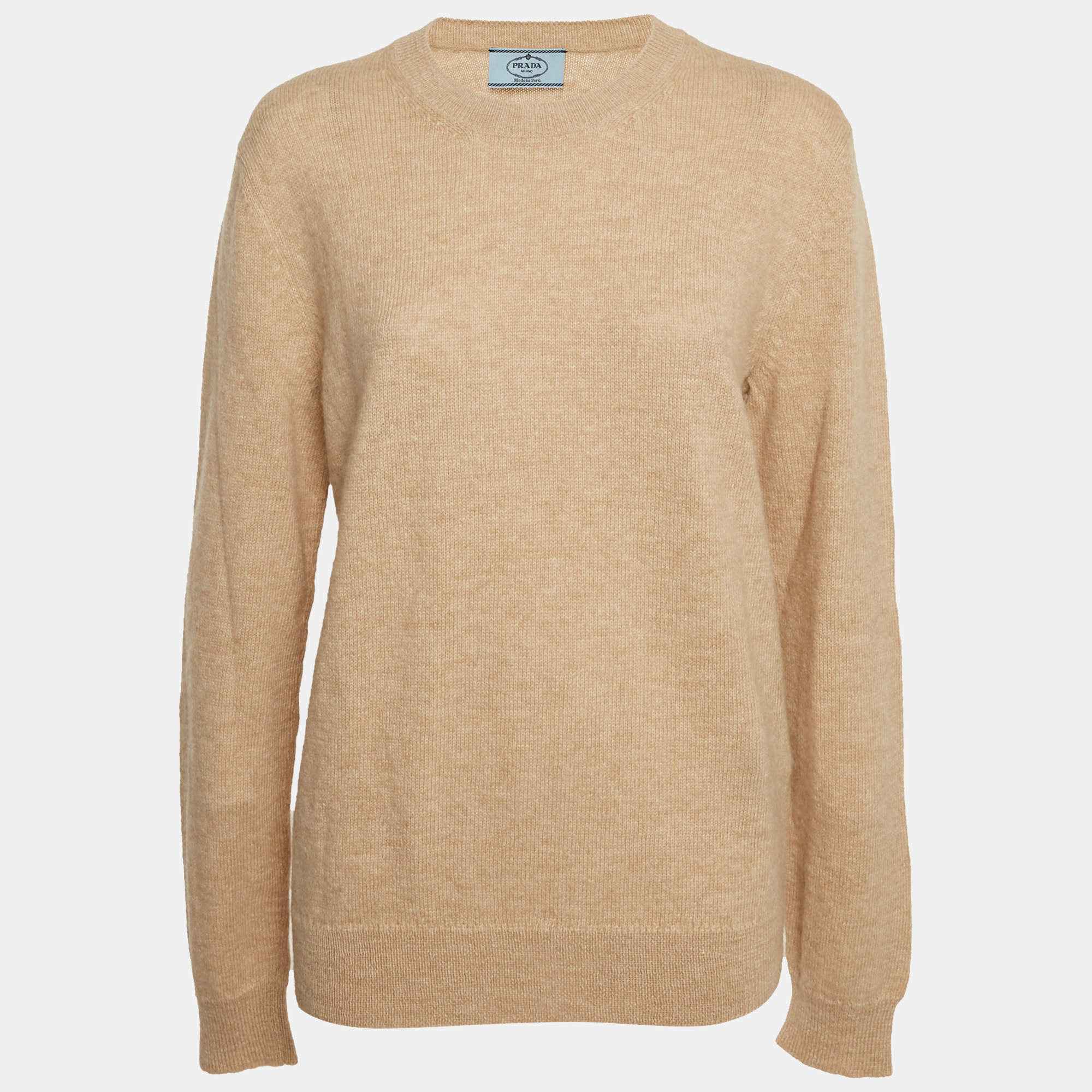 Prada Beige Wool Crewneck Sweater L