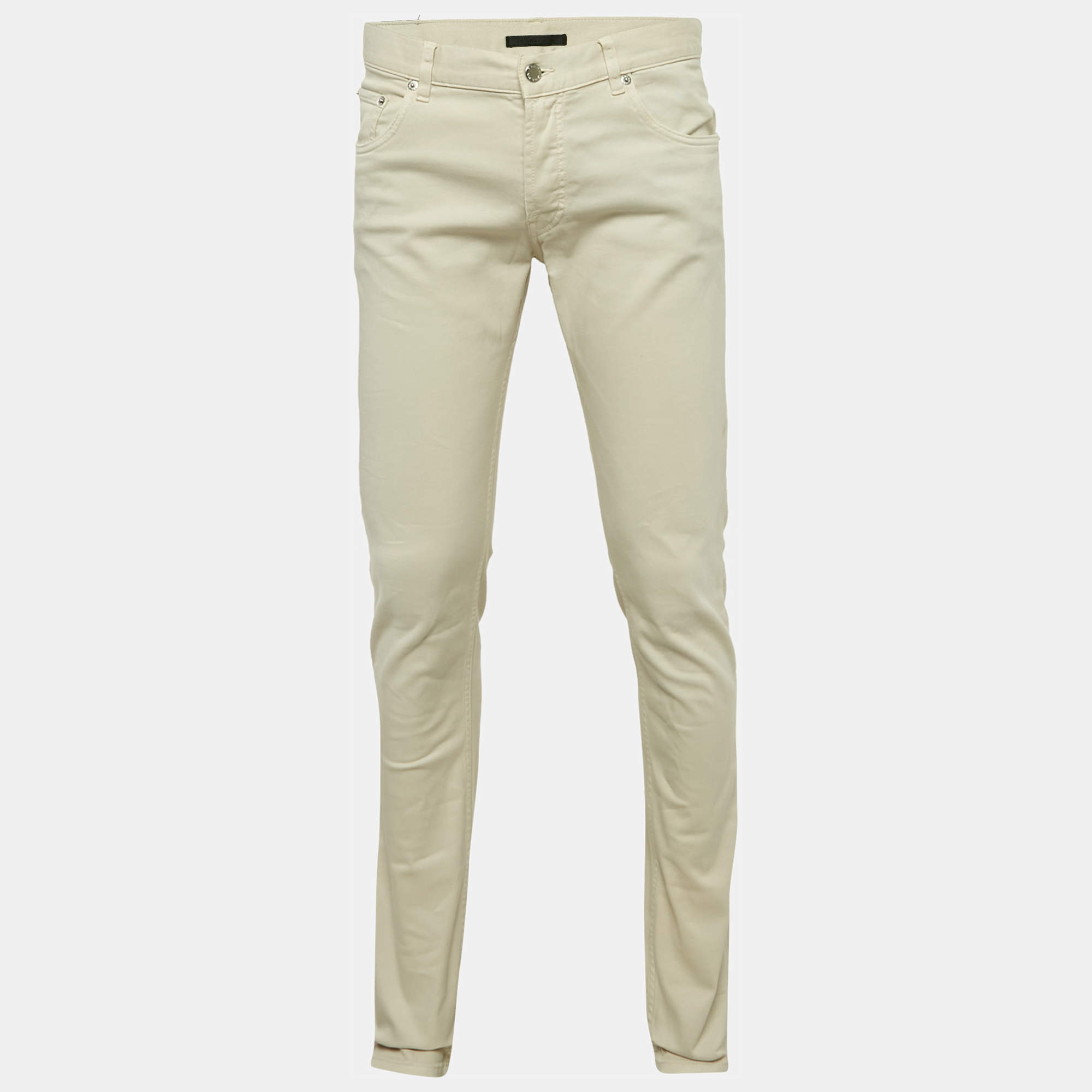 Prada Beige Cotton Drill Regular Fit Trousers M