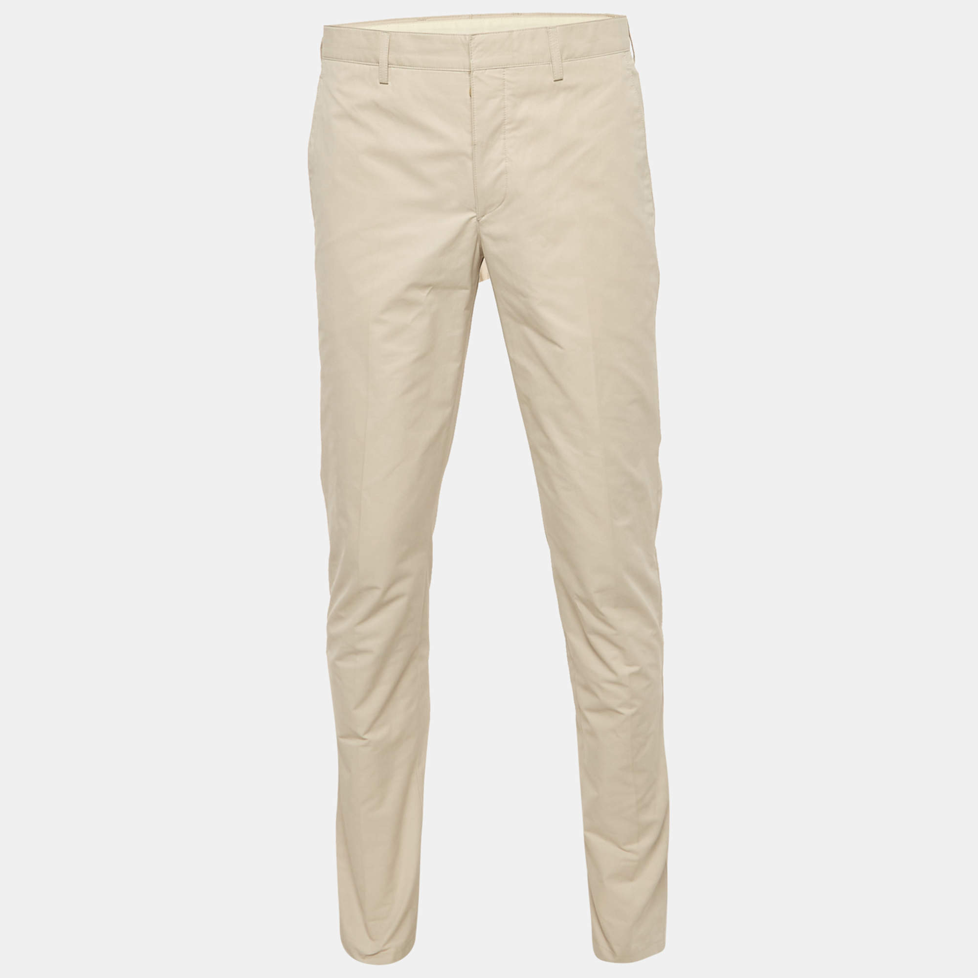 Prada Beige Cotton Regular Fit Trousers M