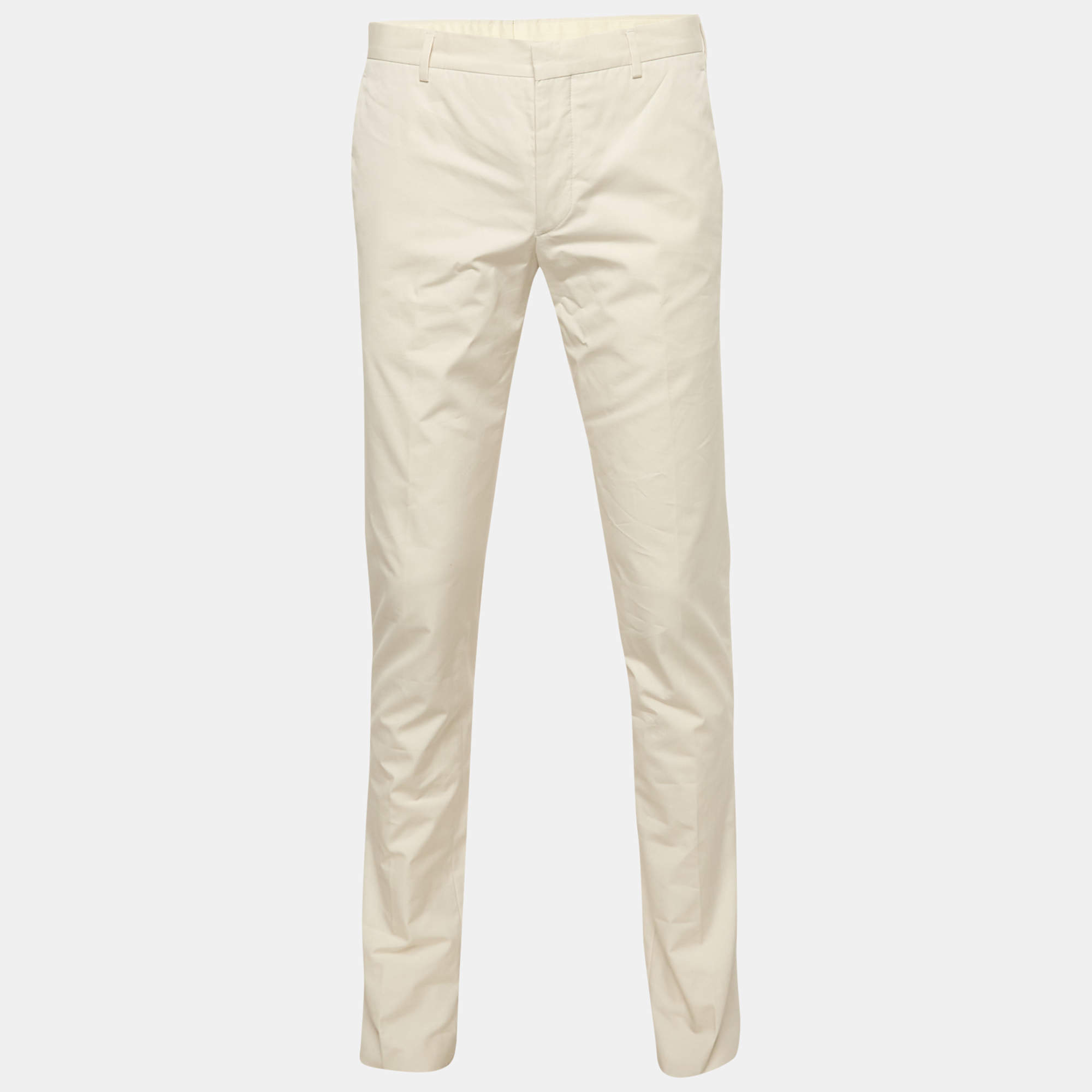 Prada Beige Cotton Regular Fit Trousers M