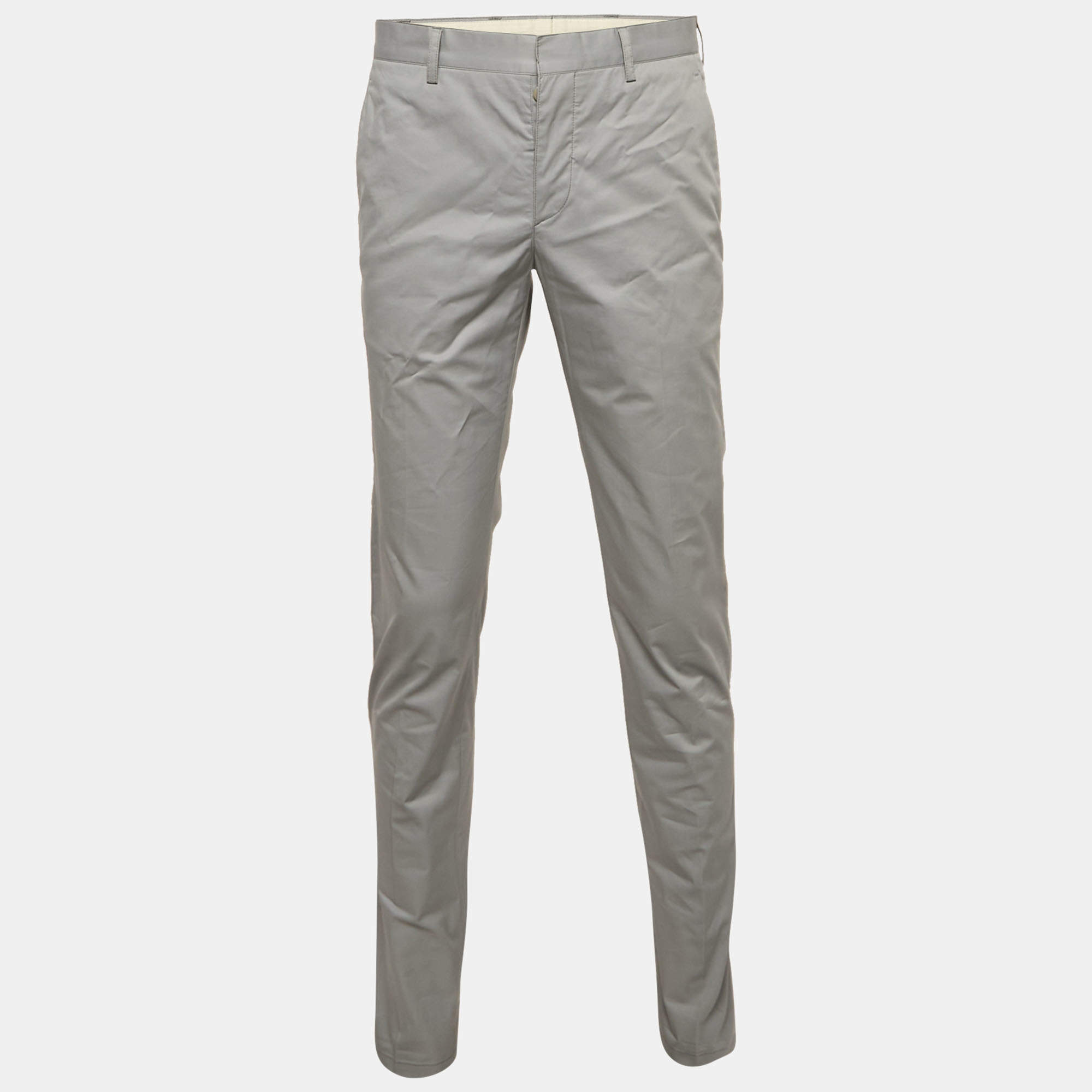 Prada Grey Cotton Formal Trousers M
