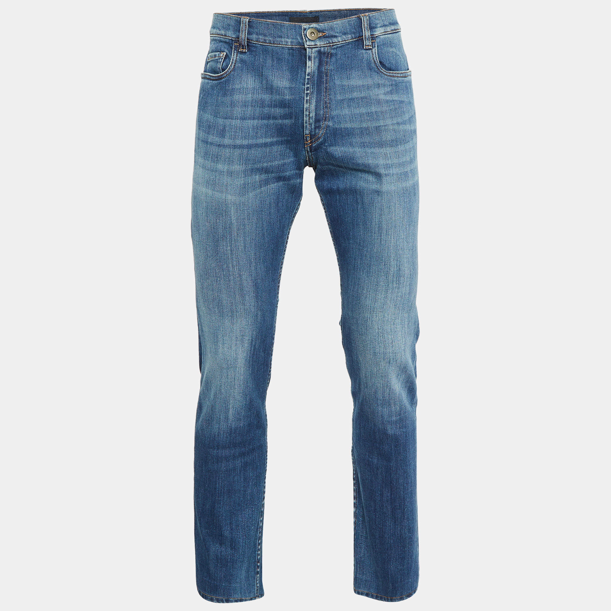 Prada Blue Denim Tapered Leg Jeans L
