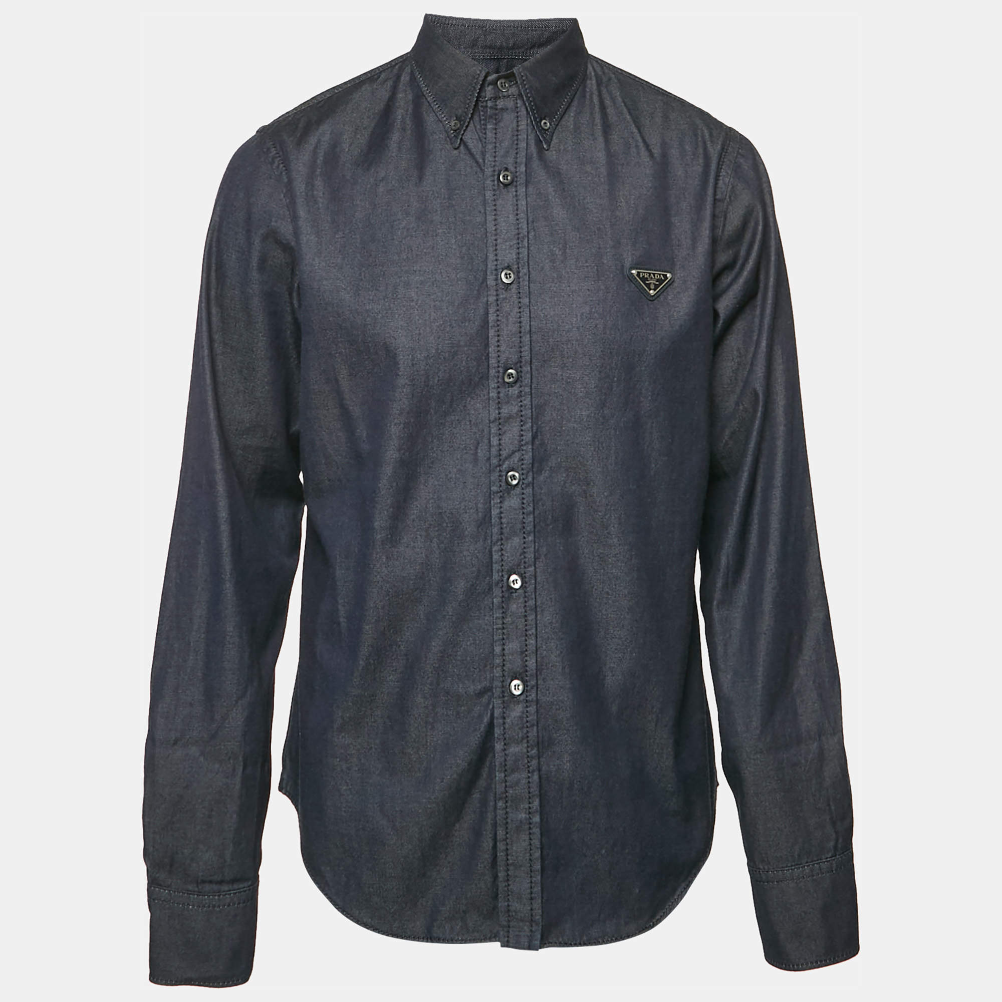 Prada Blue Denim Button Front Shirt XL 