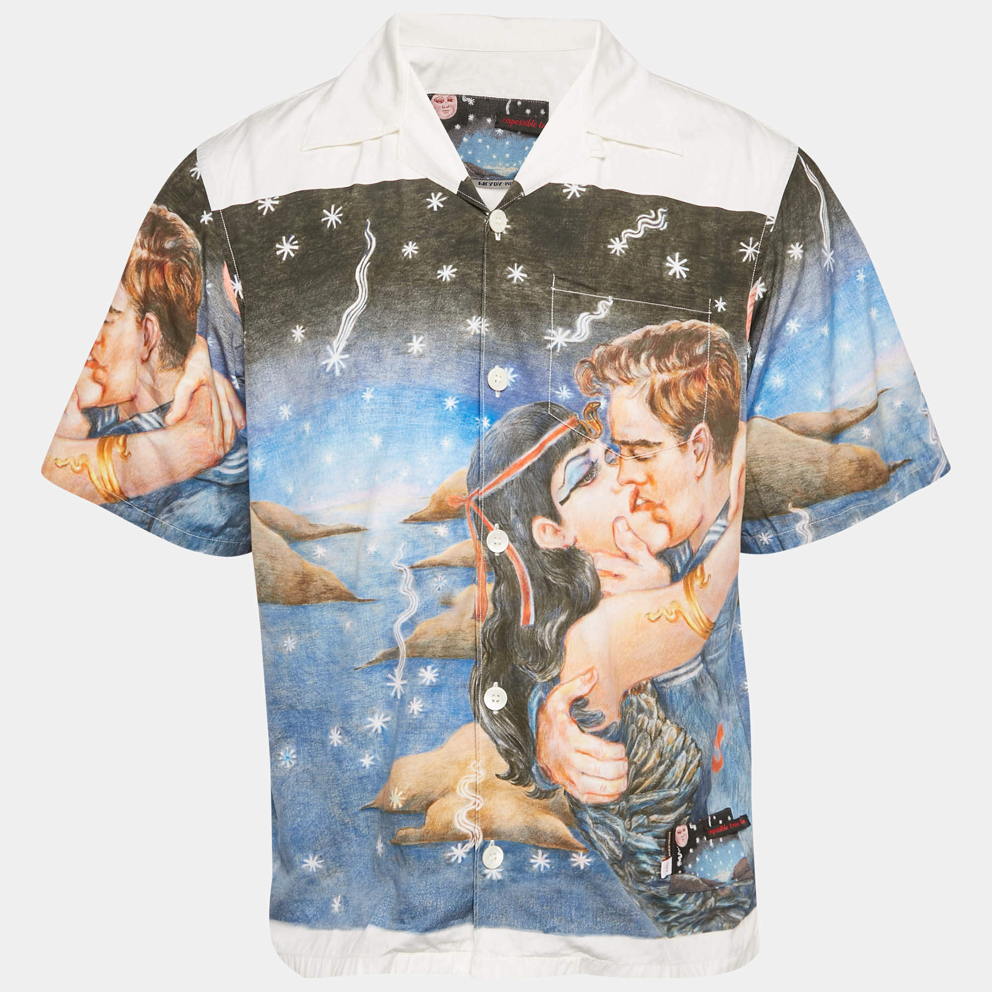 Prada White Cotton Impossible True Love Camp Shirt L