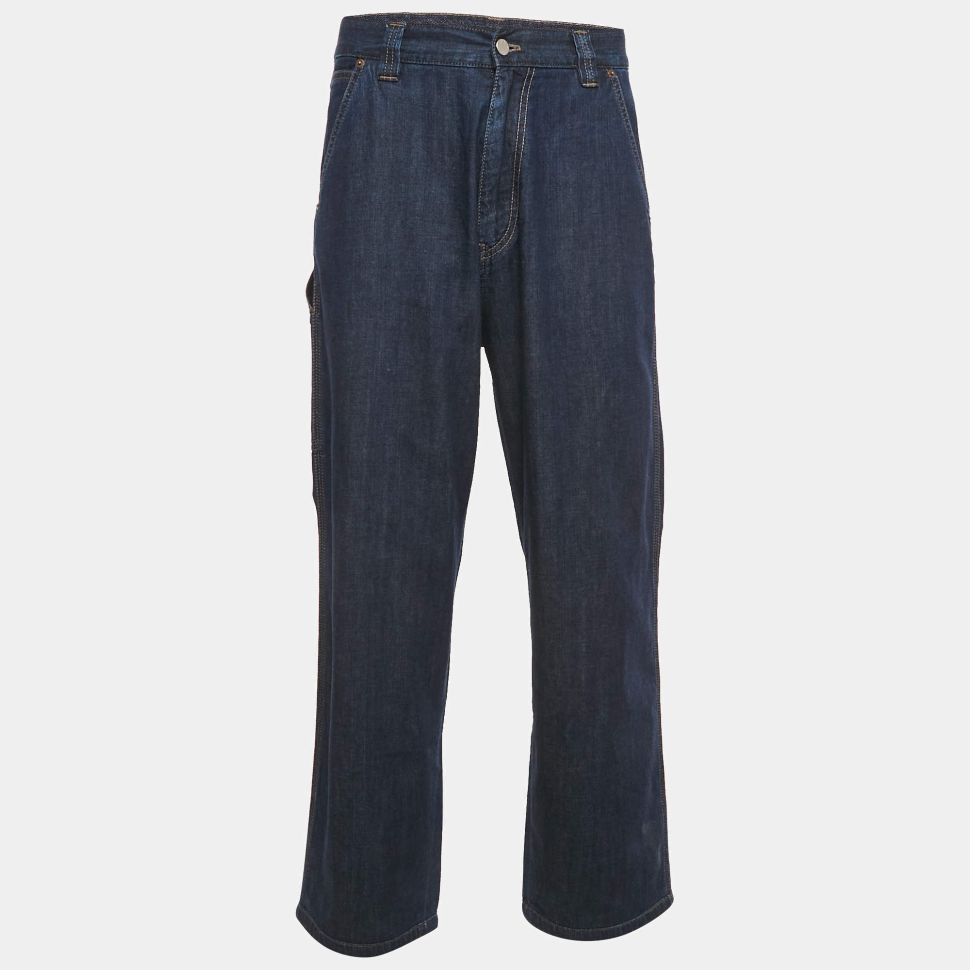 Pre Owned Prada Blue Denim Straight Leg Jeans S Waist 32"