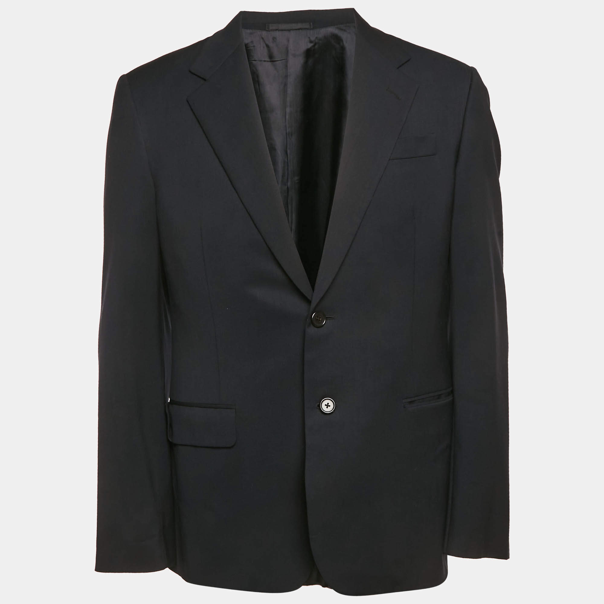 Prada Navy Blue Wool Regular Fit Blazer L