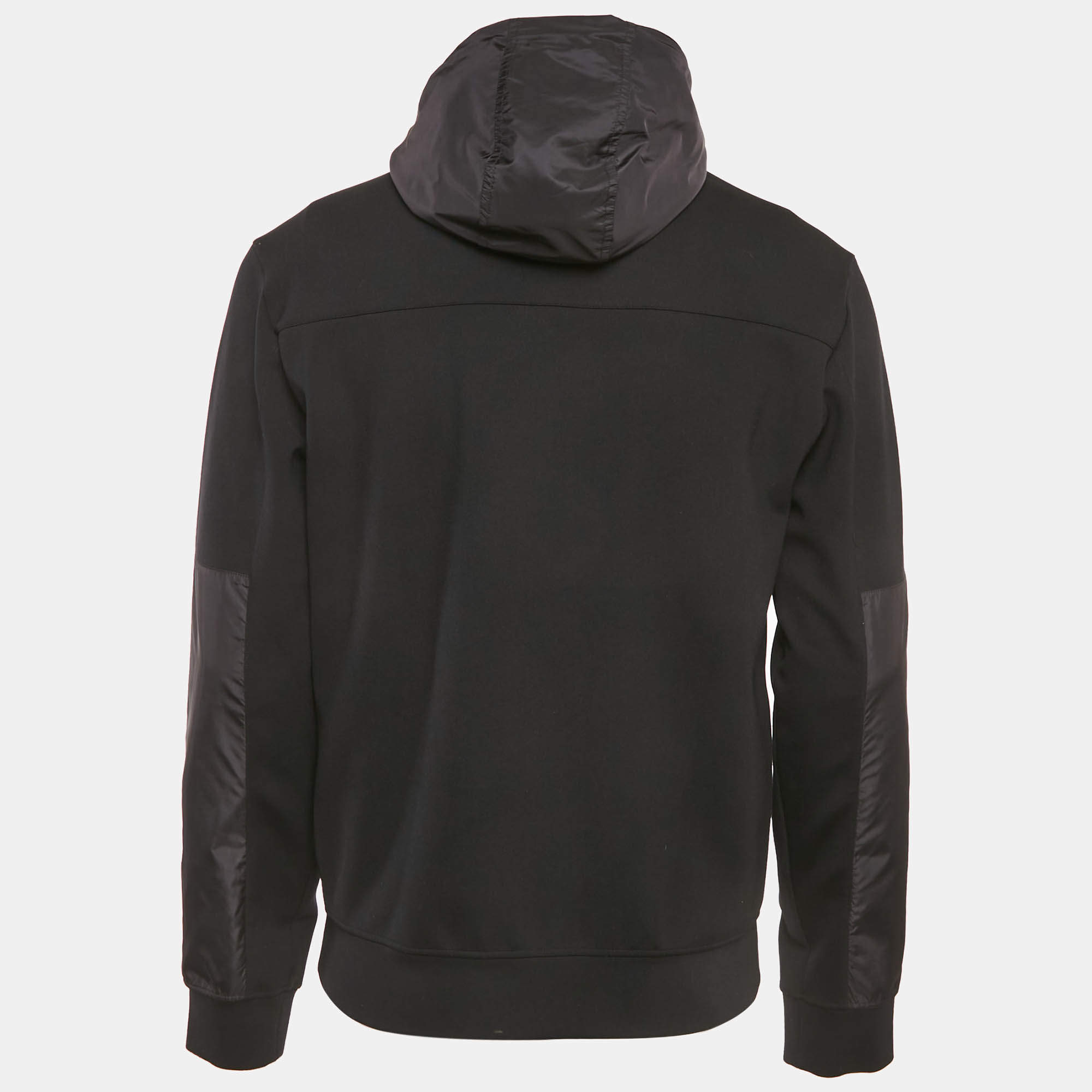 Prada White Techno Knit Turtleneck Zip-Up Sweatshirt L/XL