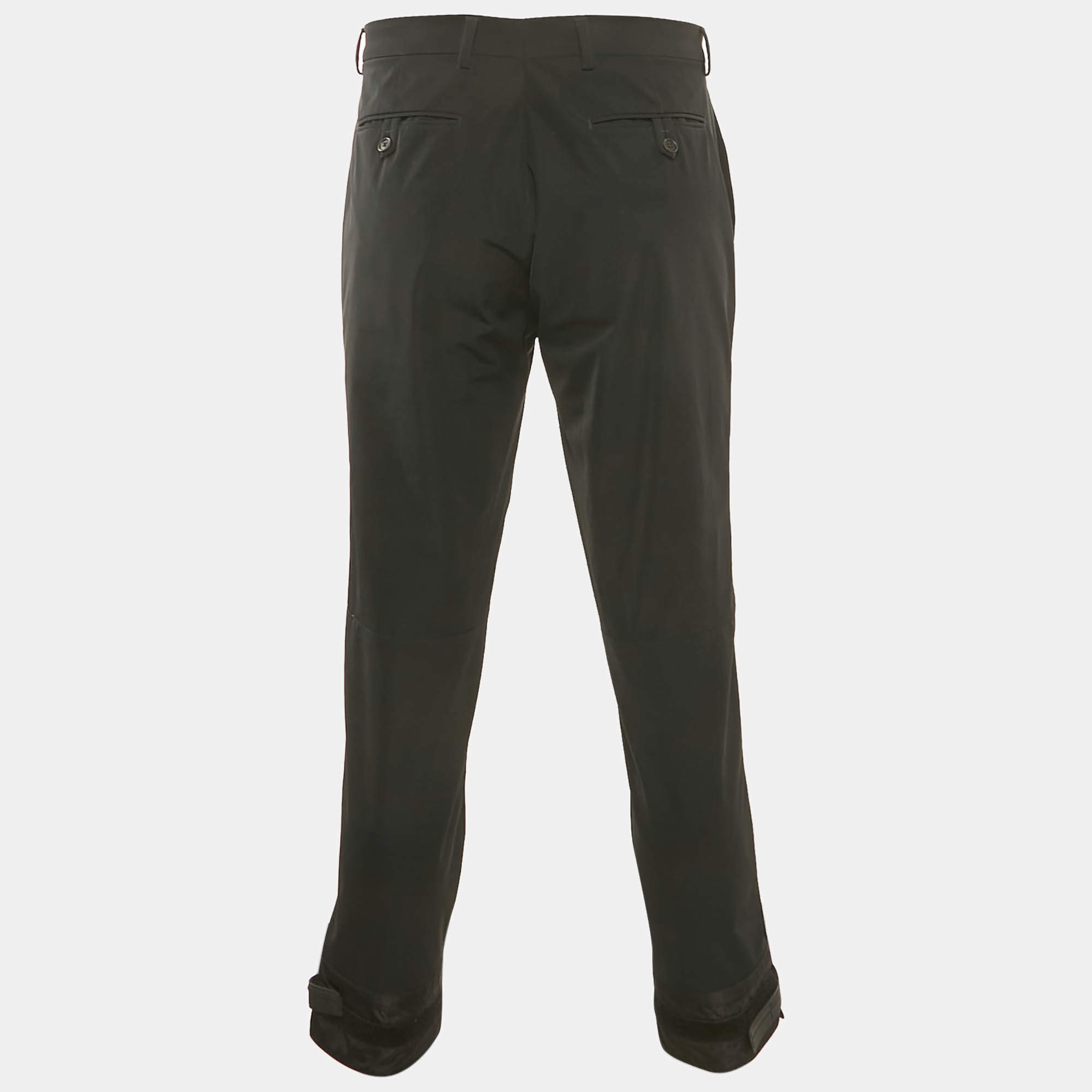 Pre Owned Prada Black Synthetic Velcro Detail Pants XL