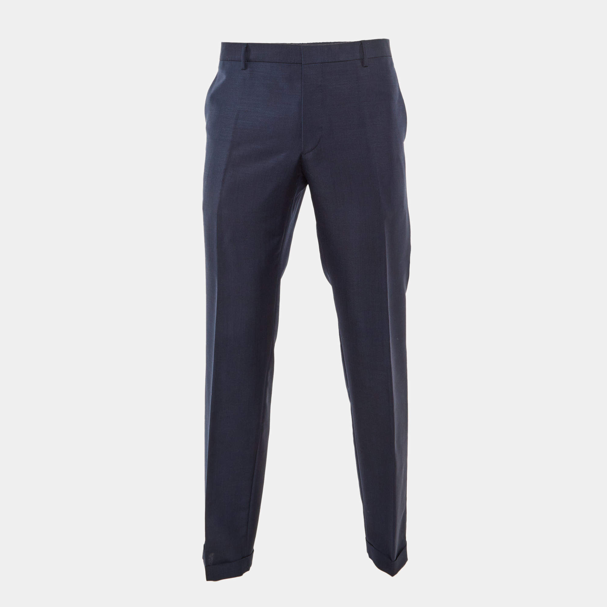 Pre Owned Prada Navy Blue Wool Tailored Trousers XXXL