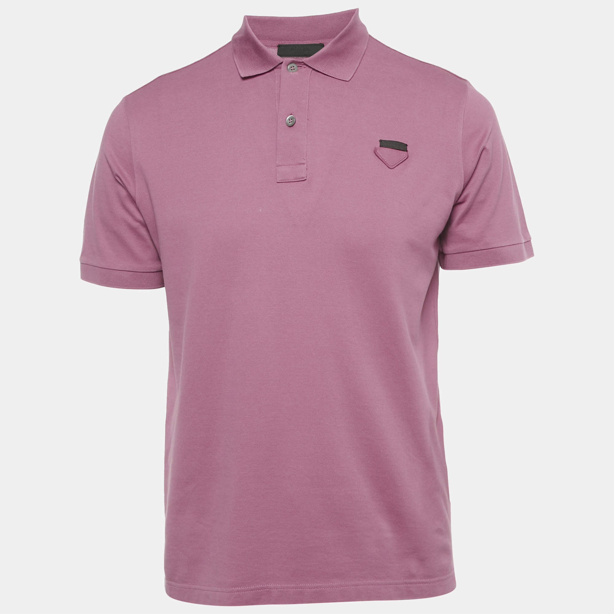 Pre Owned Prada Pink Cotton Pique Polo T-Shirt M