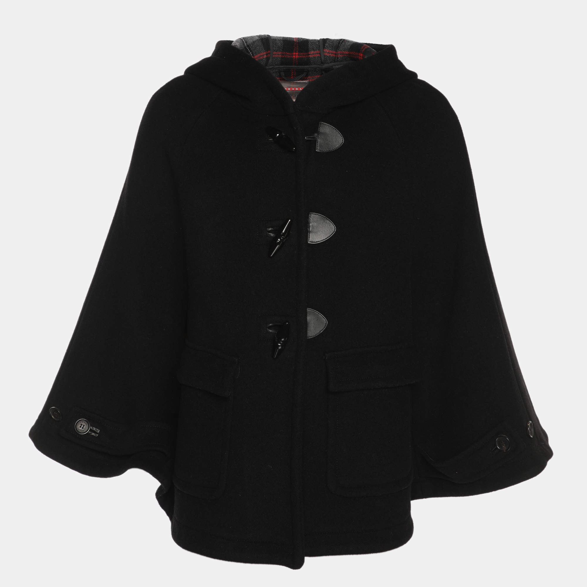 Pre Owned Prada Black Wool Blend Cape XXS