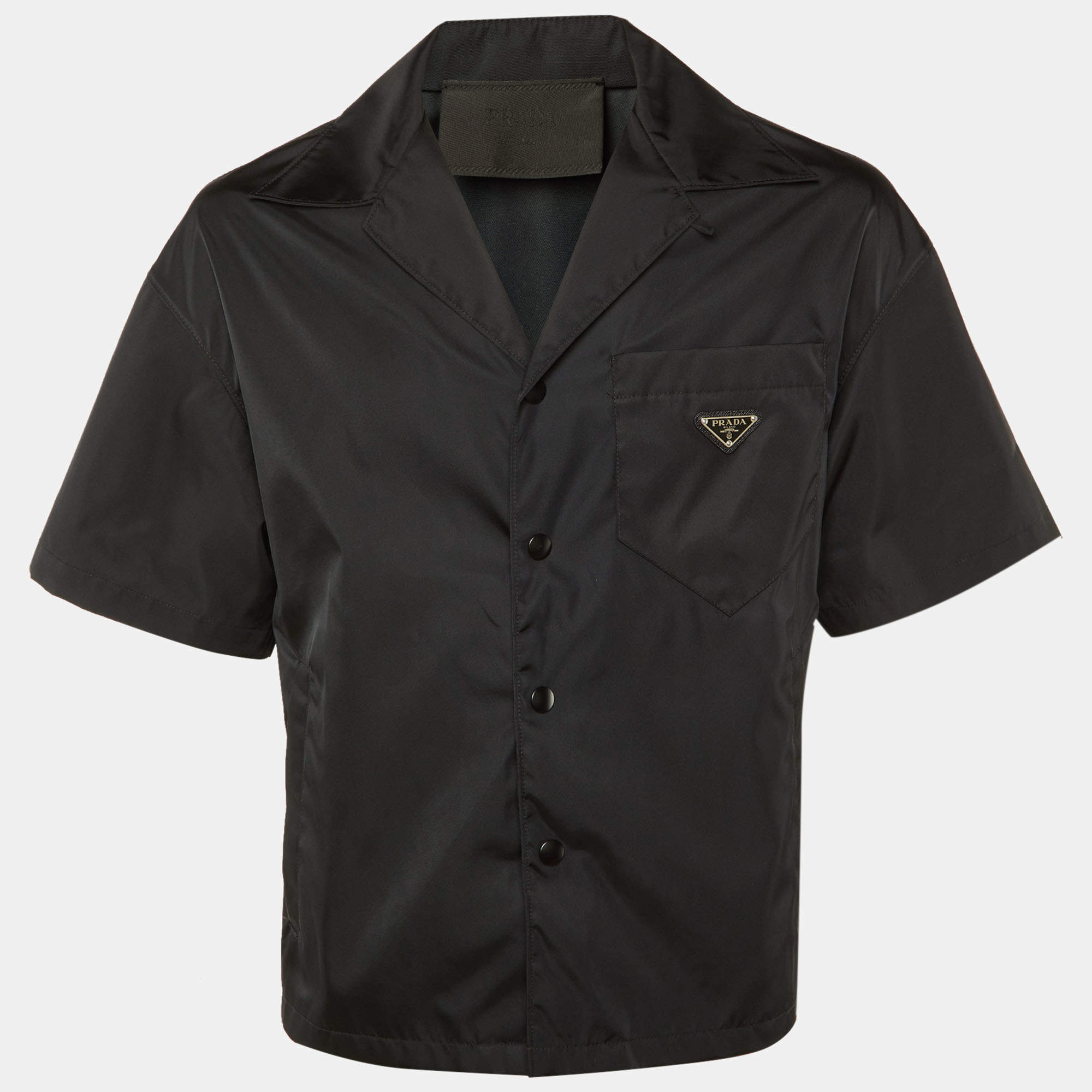 Pre Owned Prada Black Re-Nylon Oversized Short Sleeve Shirt S