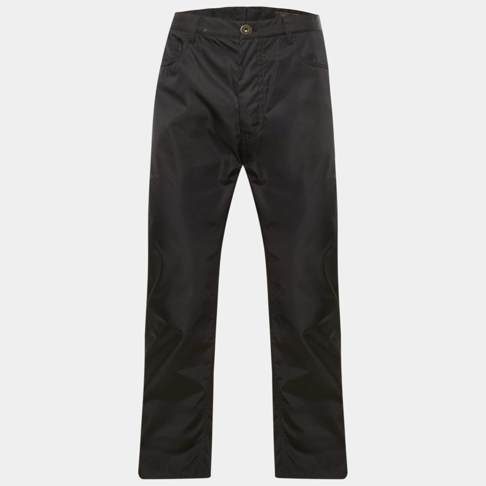 Pre Owned Prada Black Re-Nylon Relaxed Fit Trousers S