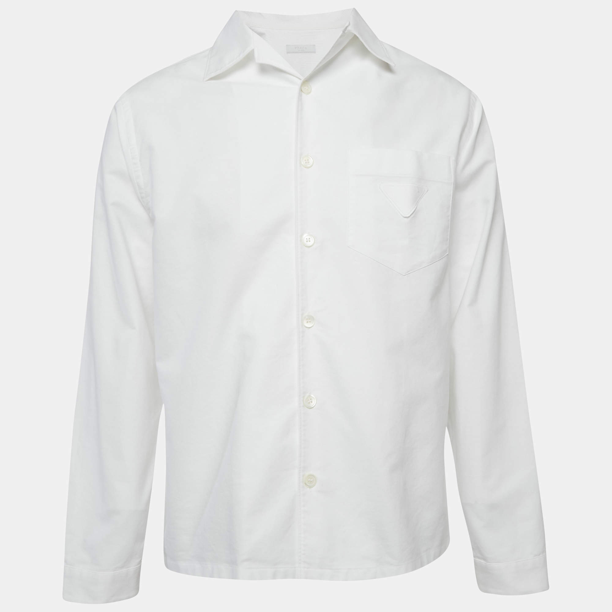 Pre Owned Prada White Cotton Long Sleeve Shirt S