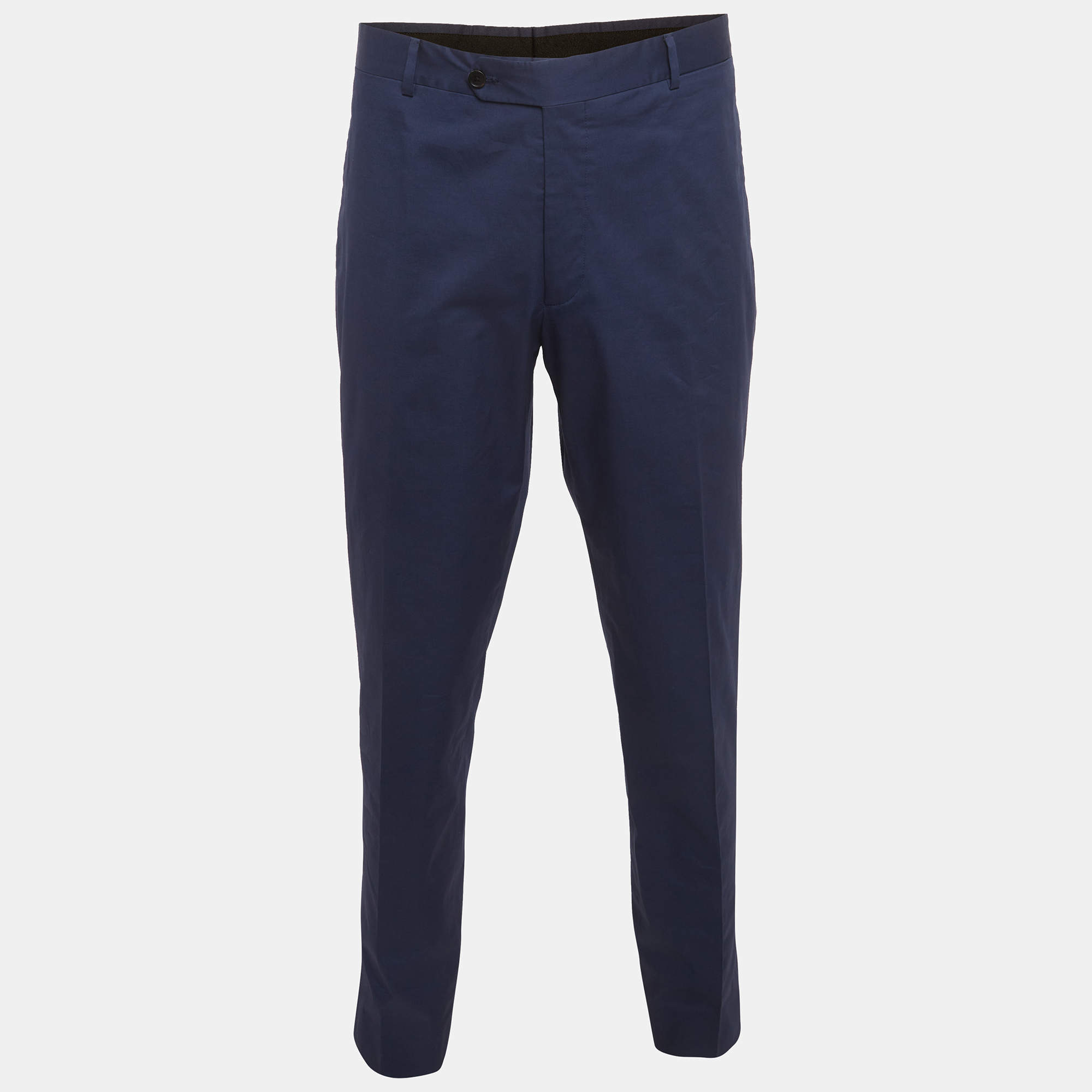Pre Owned Prada Blue Cotton Formal Trousers XXXL