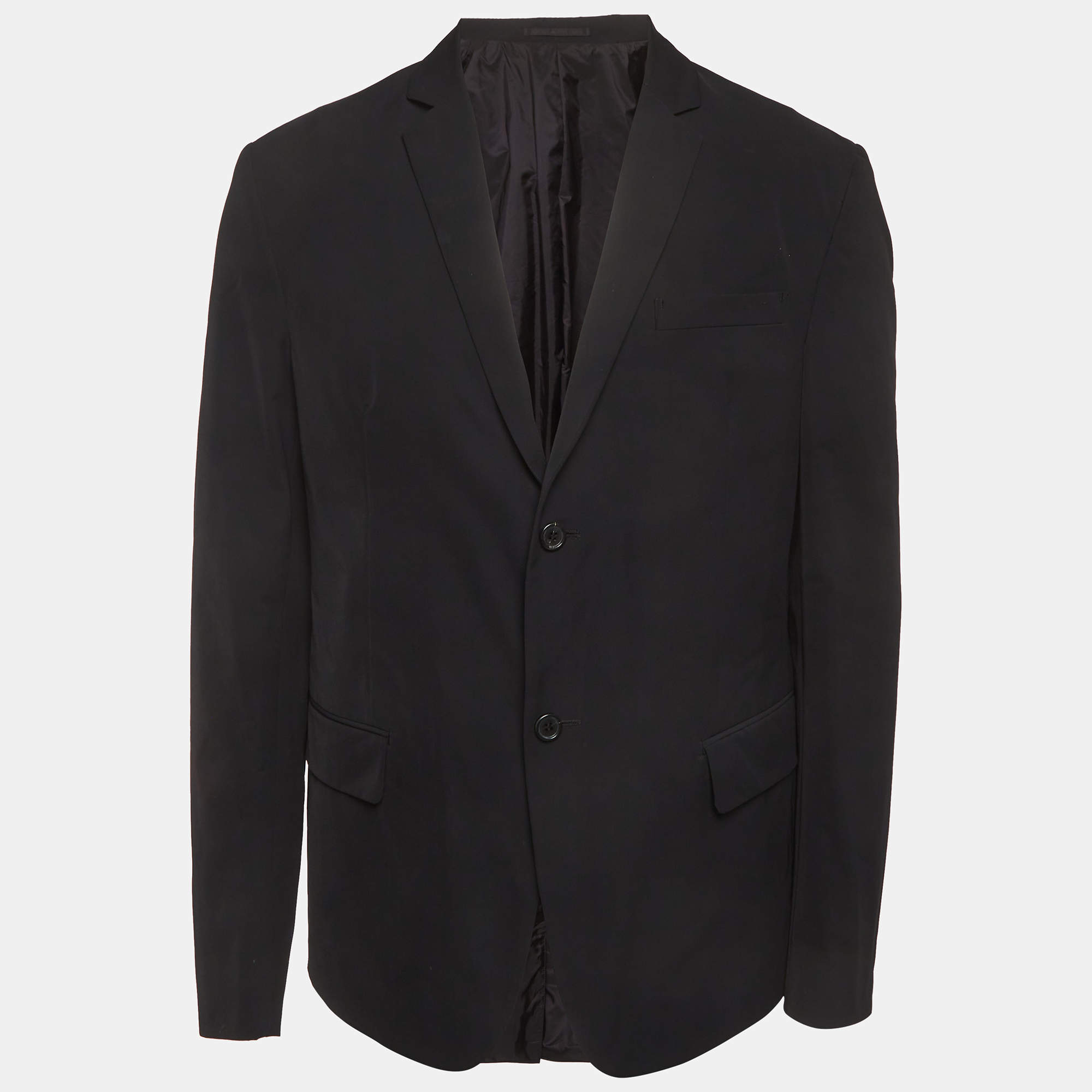 Pre Owned Prada Black Gabardine Single Breasted Blazer XXL