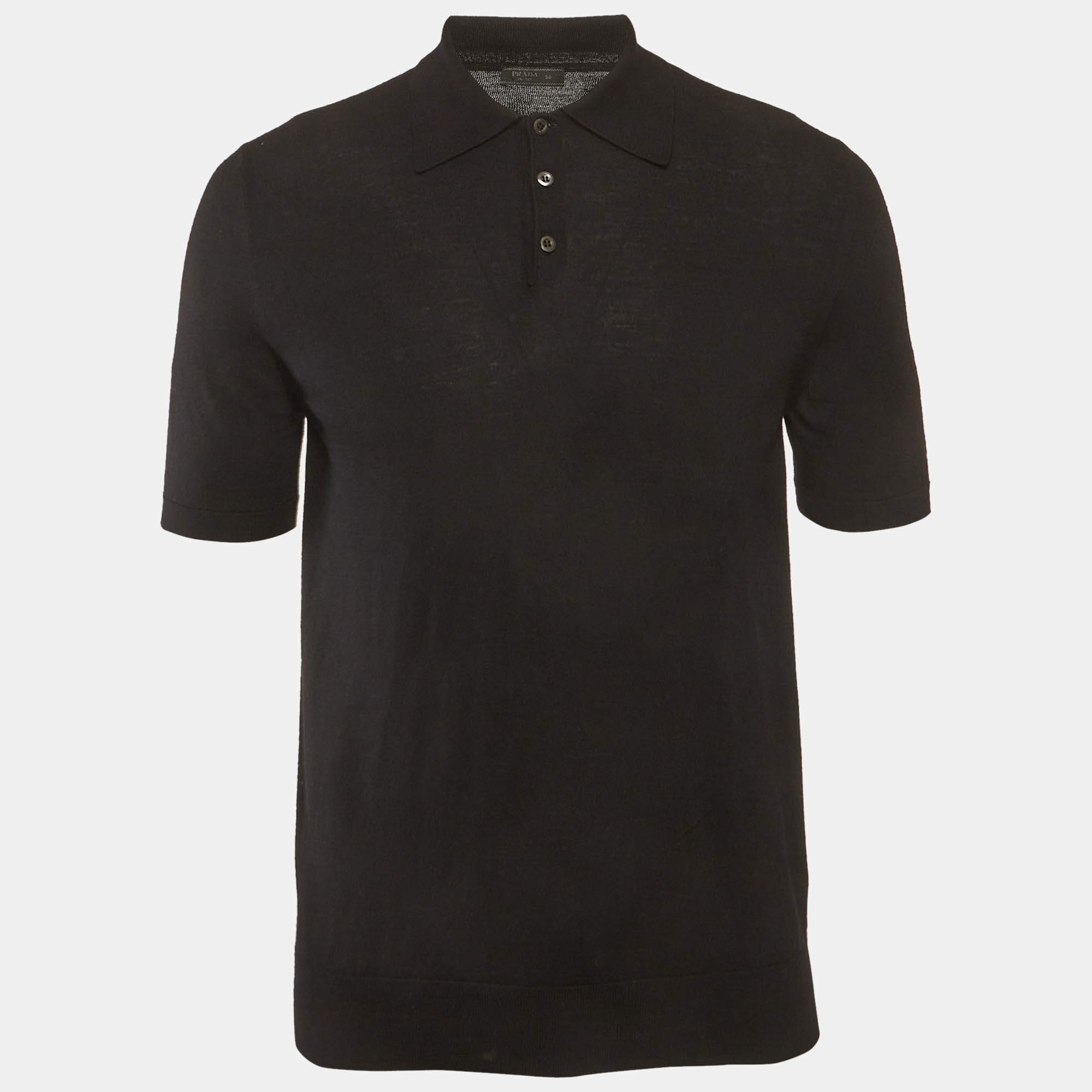 مملوكة مسبقًا Prada Black Jersey Polo T-Shirt L