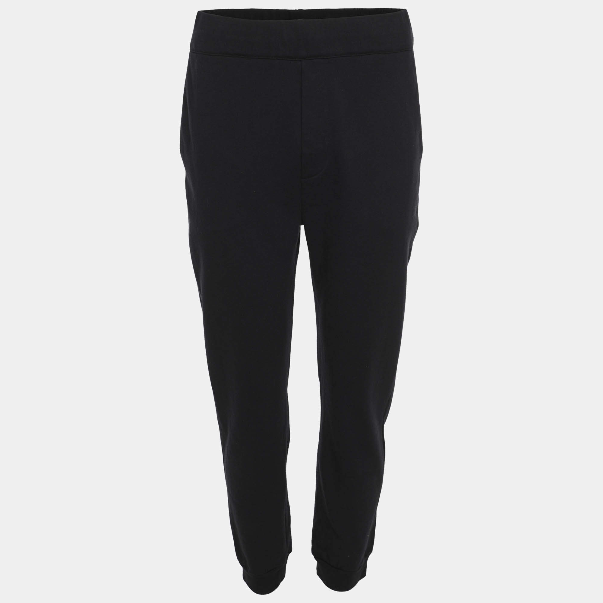 مملوكة مسبقًا Prada Navy Blue Jersey Drawstring Jogger Pants M