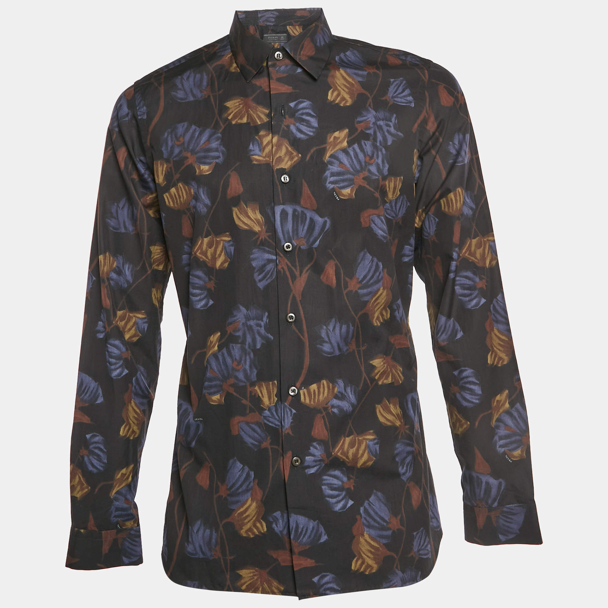 Pre Owned Prada Multicolour Floral Print Cotton Long Sleeve Shirt M