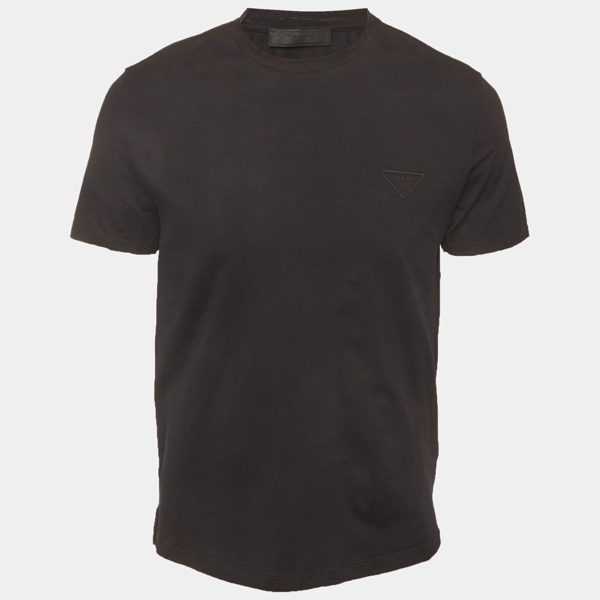 Pre Owned Prada Black Jersey Crewneck T-Shirt L