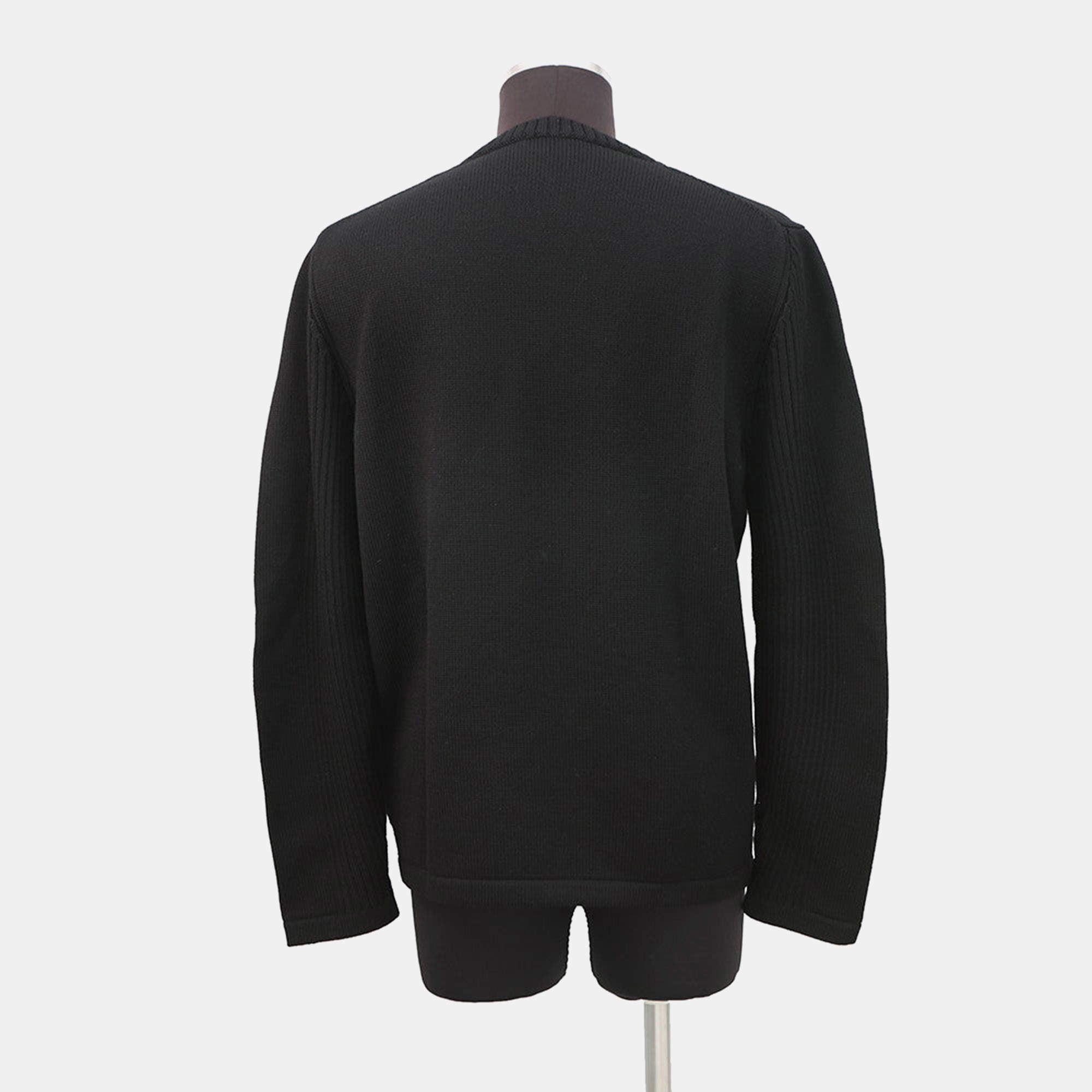 Prada Black Cotton Knit Jacquard Turtleneck Sweater L Prada | TLC