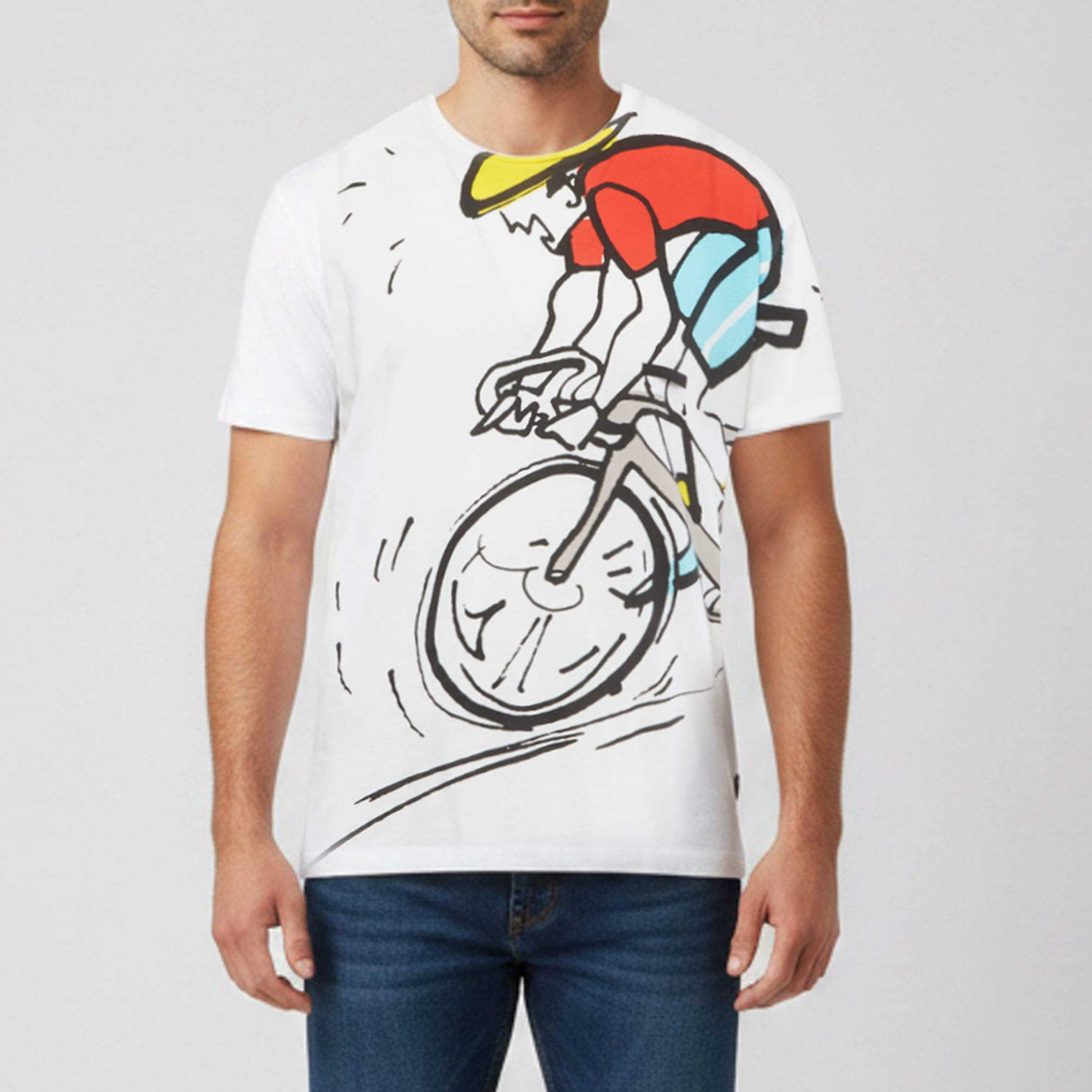 Pre Owned Prada White Graphic Print Jersey Crewneck T-Shirt XL