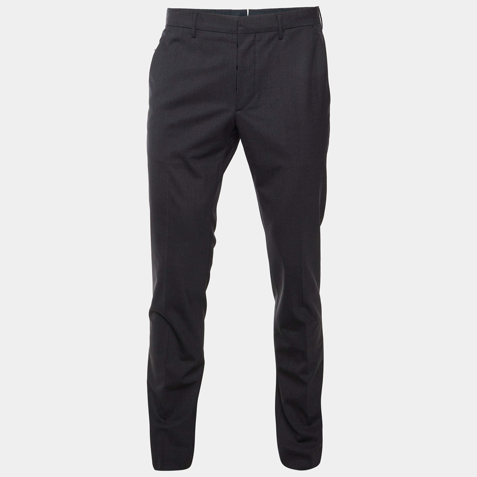 Pre Owned Prada Black Wool Blend Regular Fit Pants S