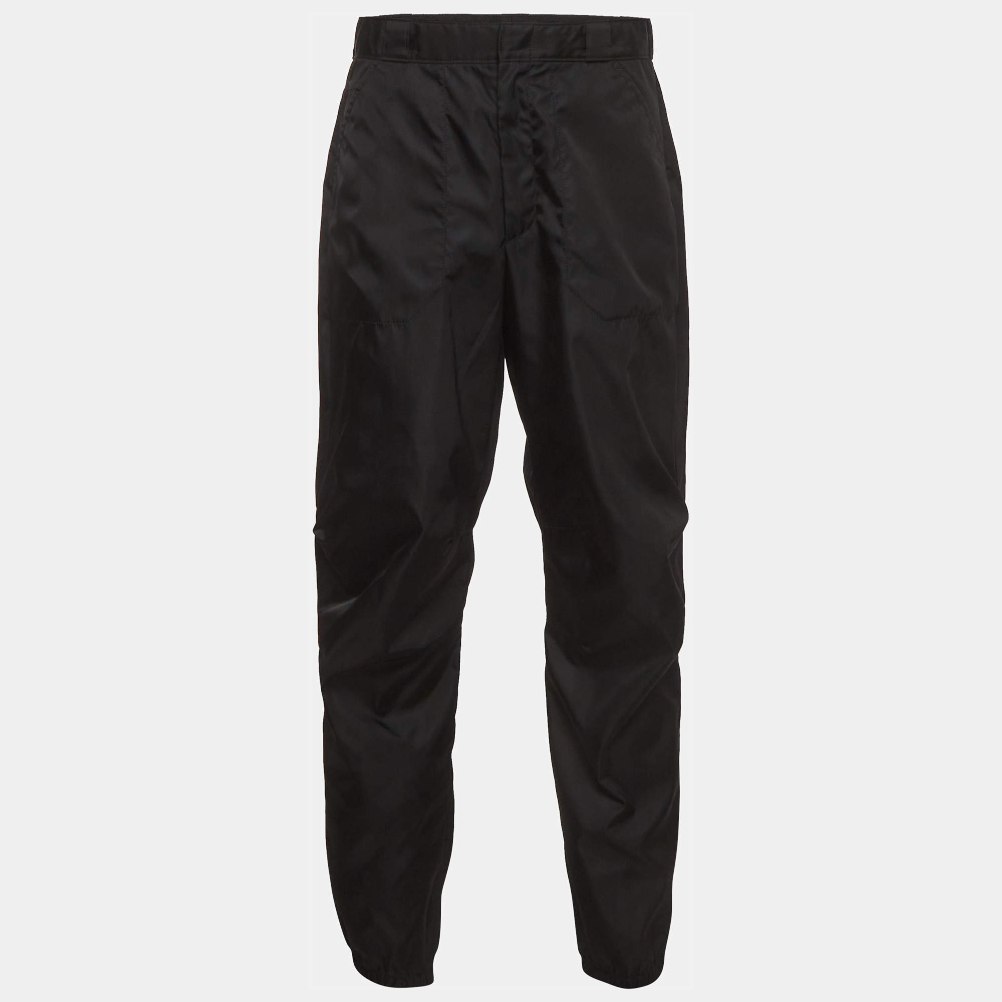 Pre Owned Prada Black Re-Nylon Embossed Triangle Logo Jogger M