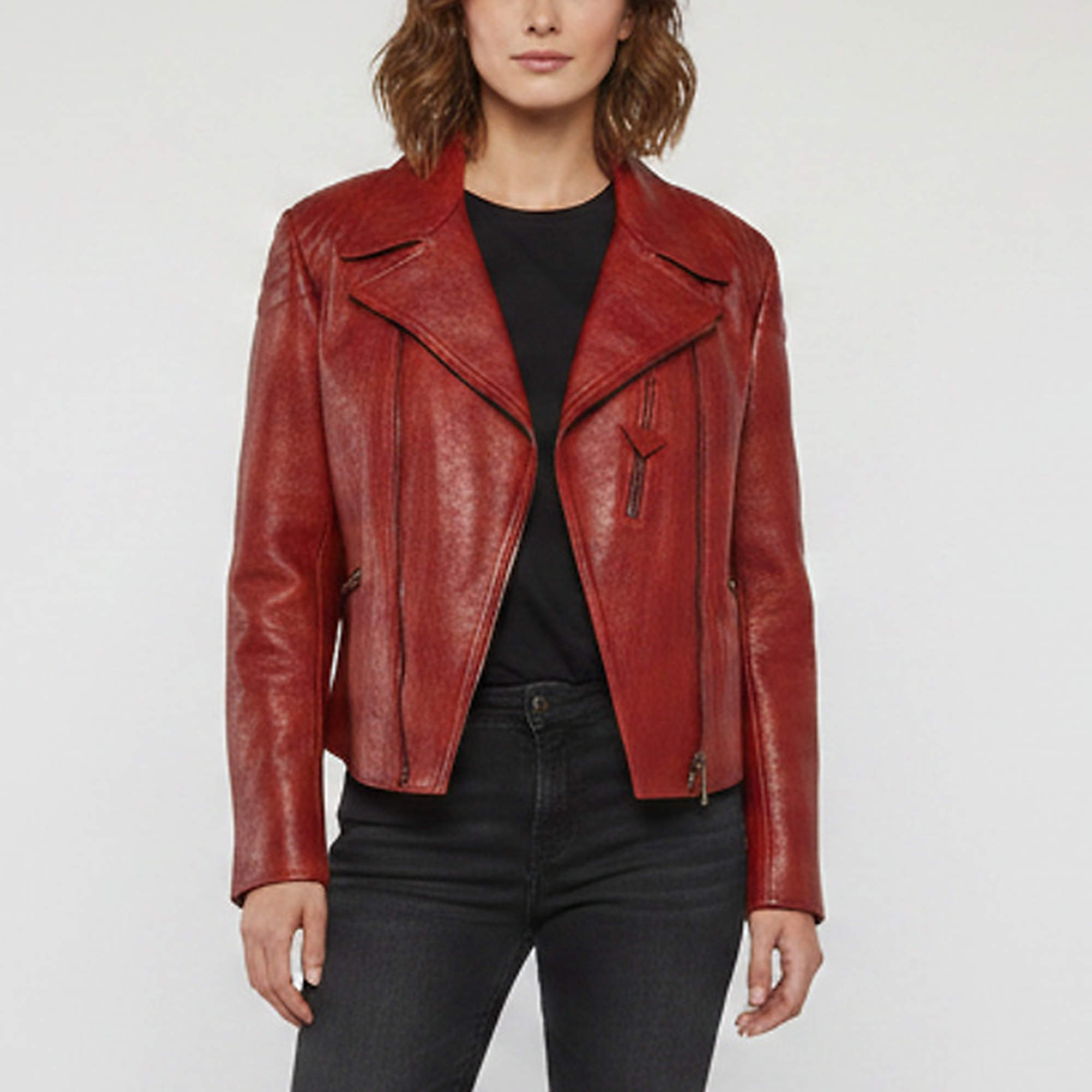 Pre Owned Prada Brown Hand-Dyed Quilted Leather Biker Jacket L
