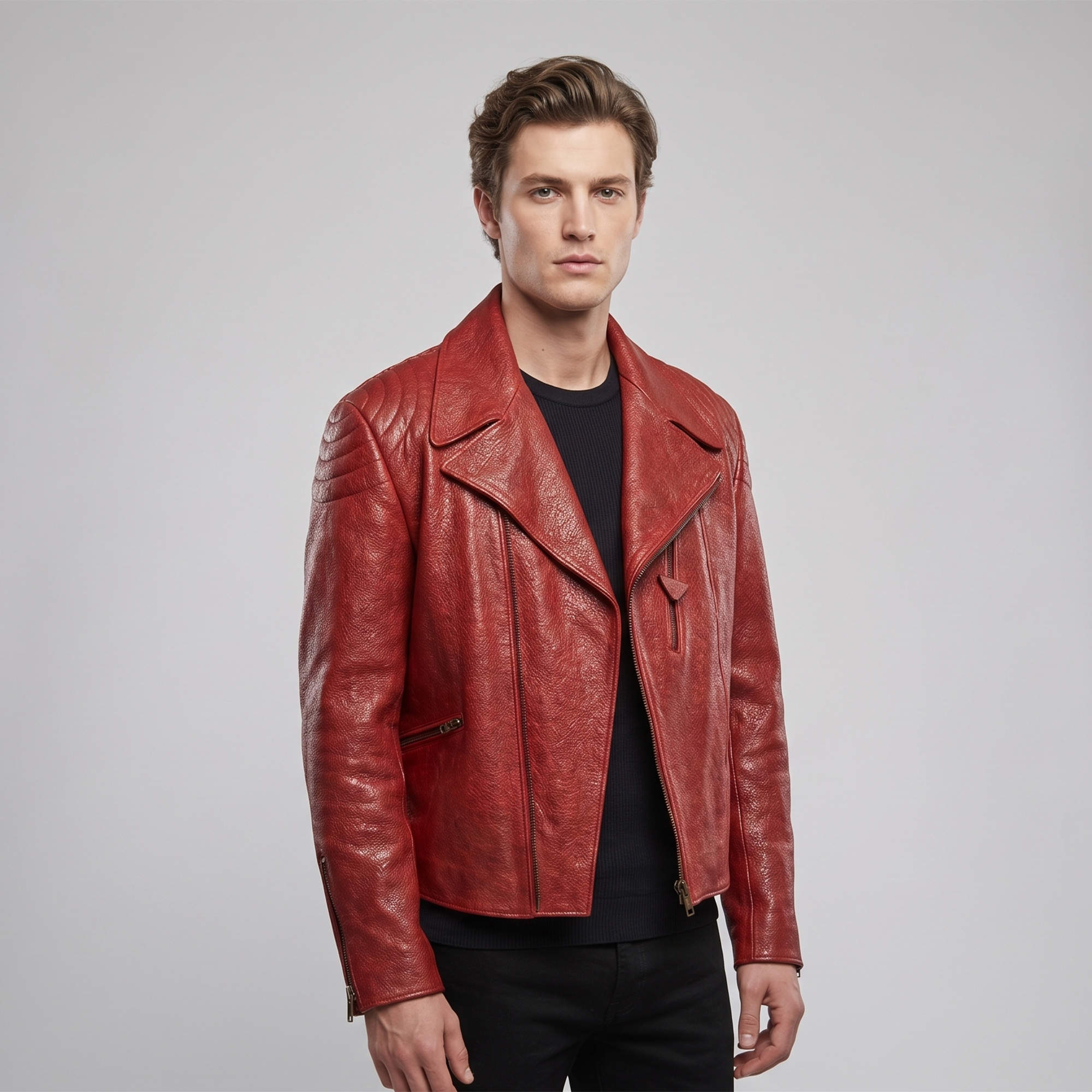 Pre Owned Prada Brown Hand-Dyed Quilted Leather Biker Jacket L