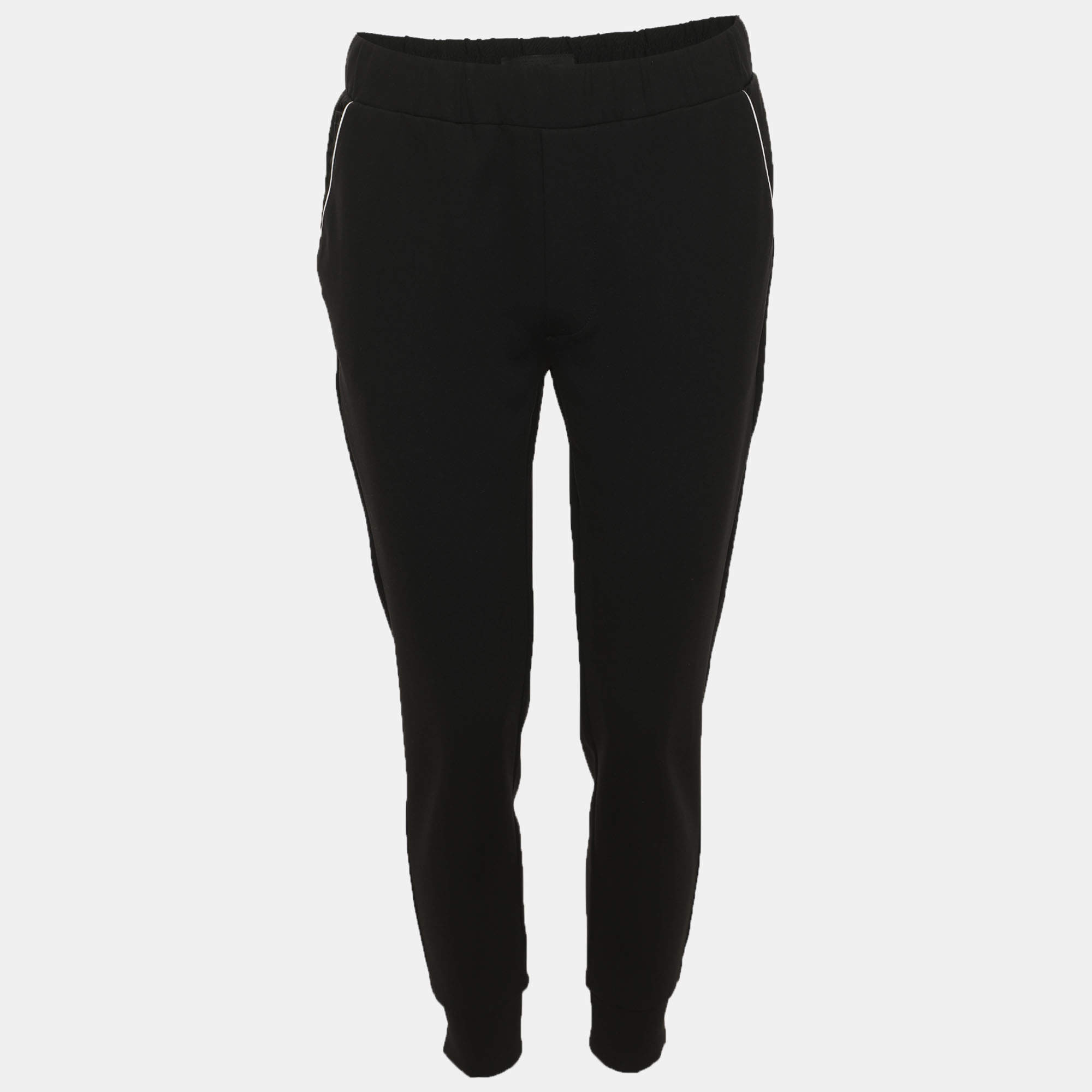 Pre Owned Prada Black Neoprene Triangle Re-Nylon Drawstring Pants S
