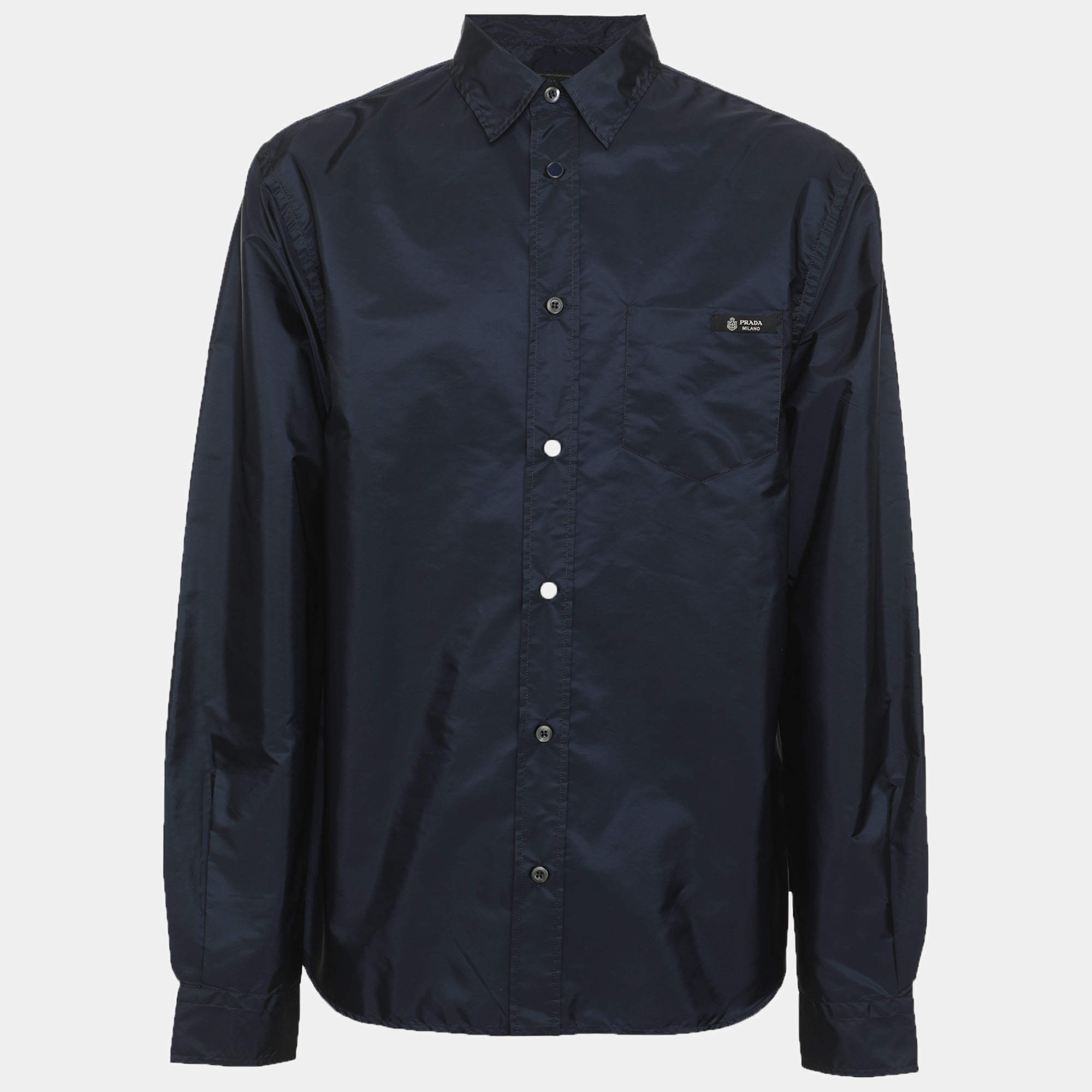 مملوكة مسبقًا Prada Navy Blue Polyamide Re-Nylon Long Sleeve Shirt S