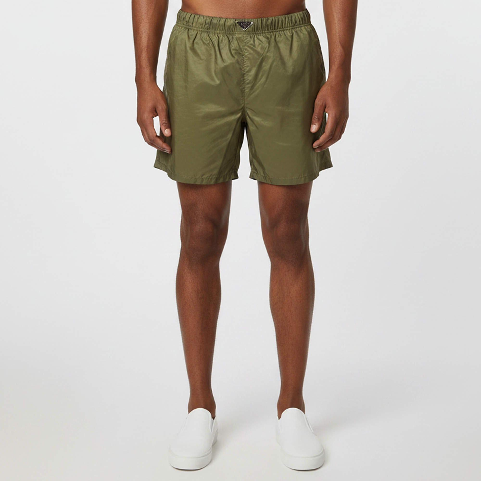 Pre Owned Prada Green Re-Nylon Drawstring Swim Shorts XL