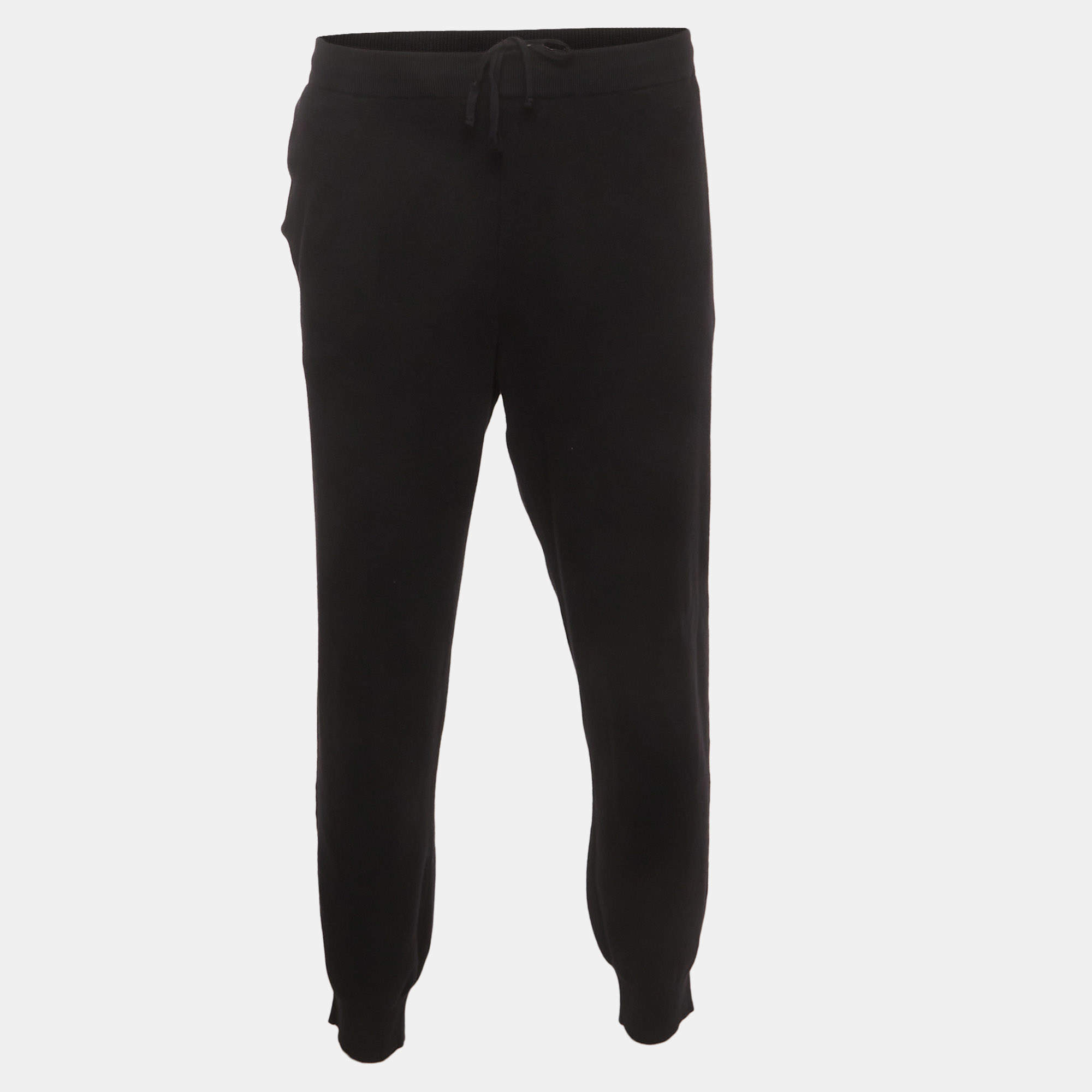 Pre Owned Prada Black Knit Elasticated Waist Joggers XXL