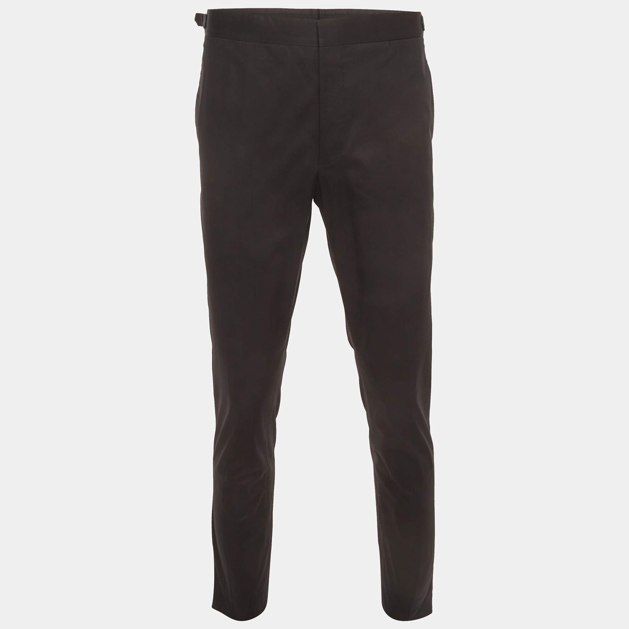مملوكة مسبقًا Prada Black Stretch Cotton Regular Fit Trouser XL