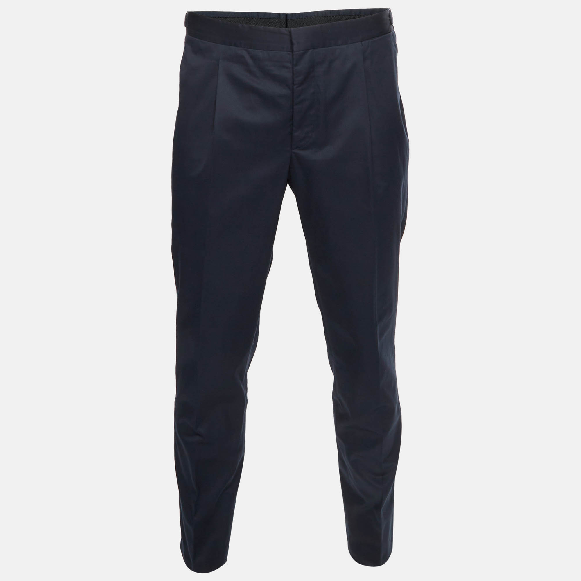 مملوكة مسبقًا Prada Navy Blue Cotton Regular Fit Trousers XL