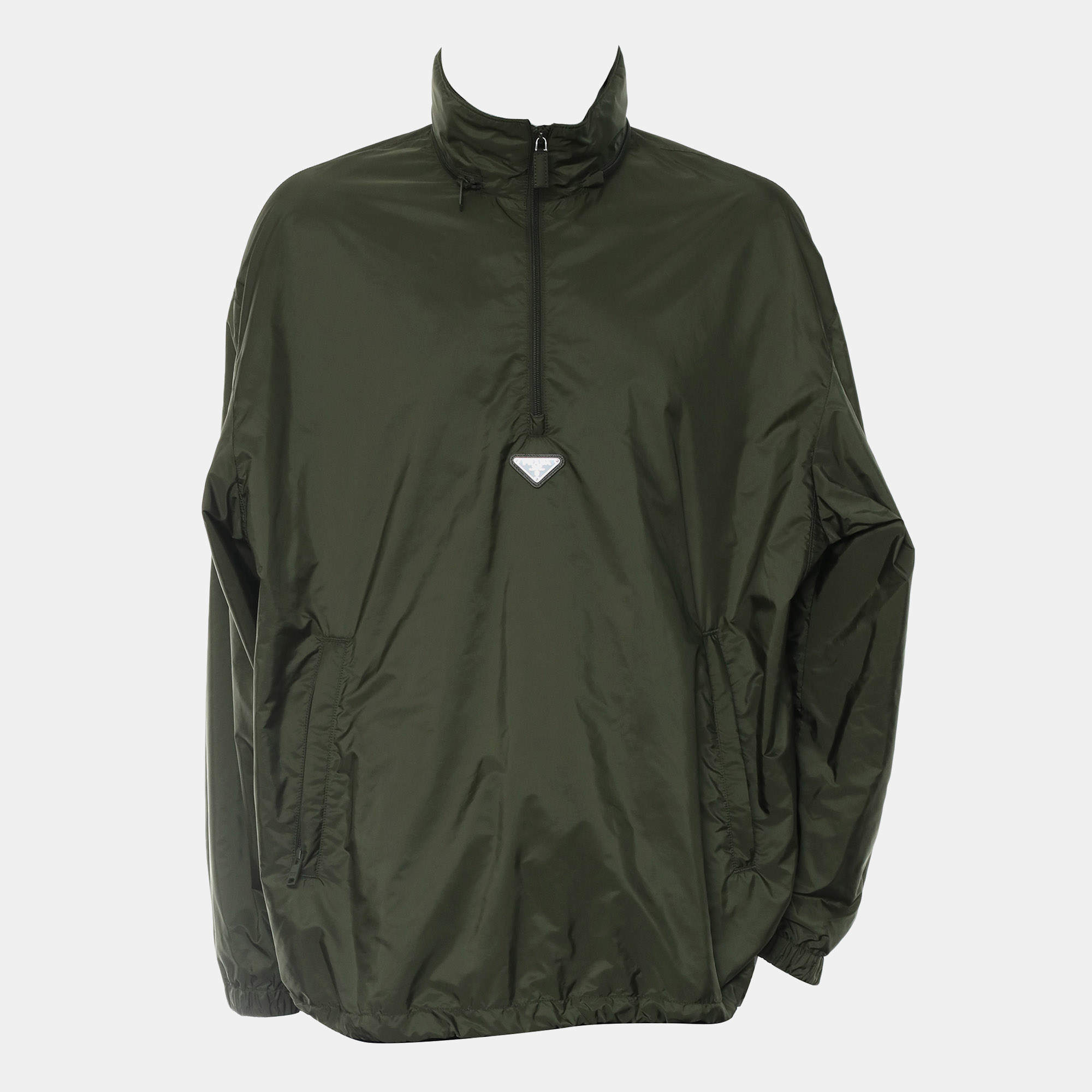 Pre Owned Prada Logo Nylon Hooded Jacket L