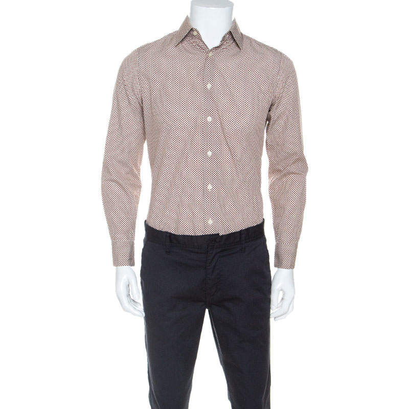 Prada Multicolor Dotted Print Cotton Button Front Shirt S